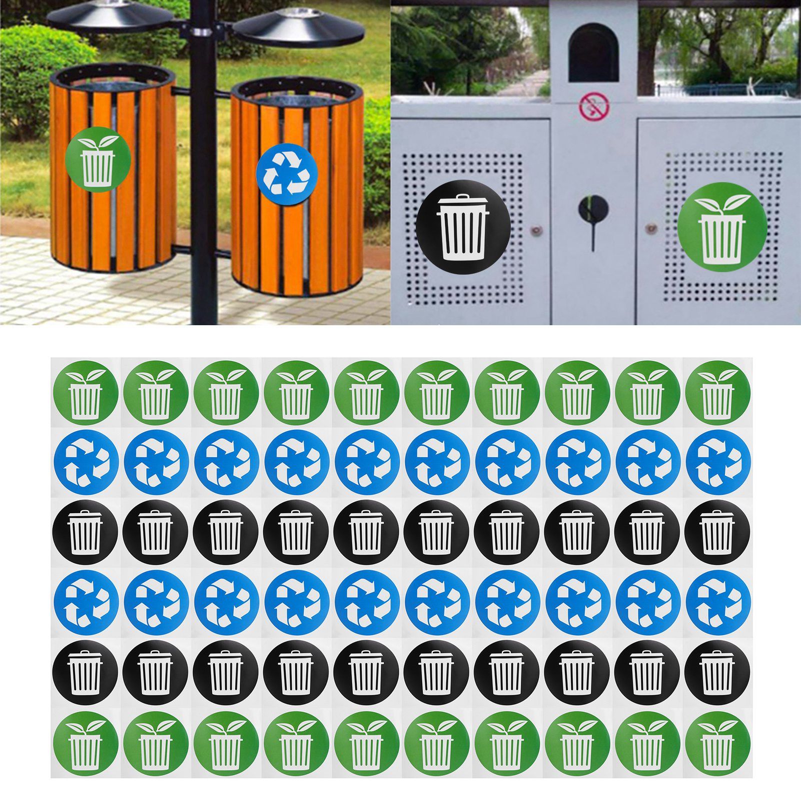 60Pcs/Set Circular Garbage Collection Identification Recycle Decal Dustbin Sticker view 10
