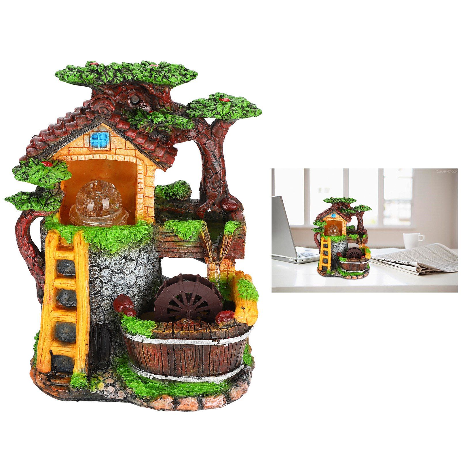 Desktop Fountain Decoration Indoor Simulation Resin Rockery Fake Tree Feng view 10