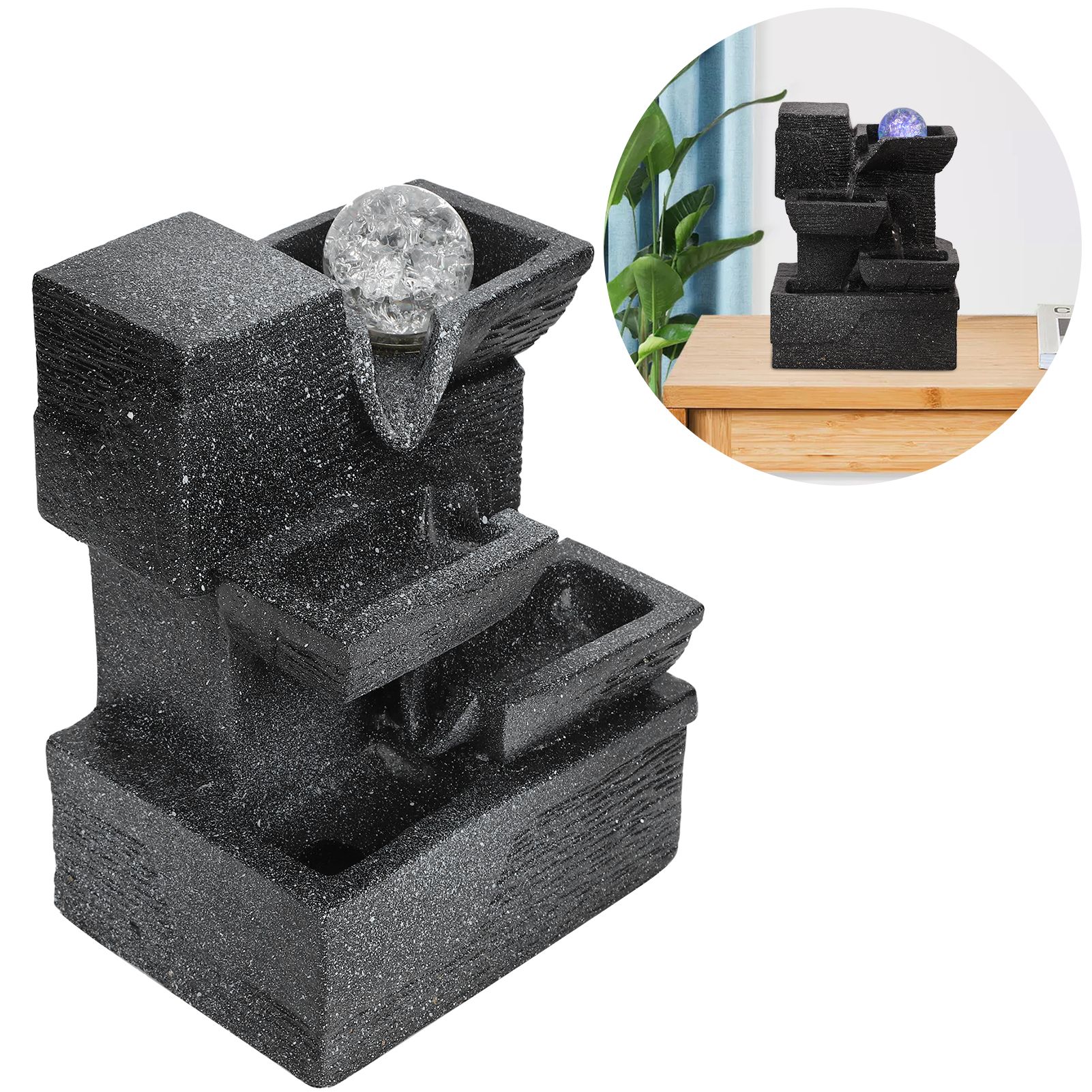 Tabletop Rockery Water Fountain Ornament for Indoor Feng Shui Home Office view 10