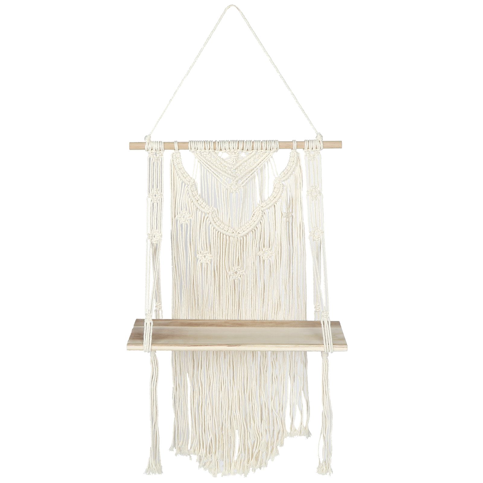 Hand Knitting Wall Hanging Shelf Organizer Rope Plant Pot Holder for Home view 2