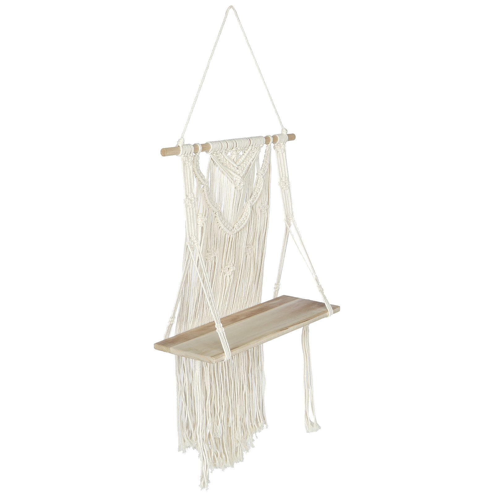 Hand Knitting Wall Hanging Shelf Organizer Rope Plant Pot Holder for Home view 4