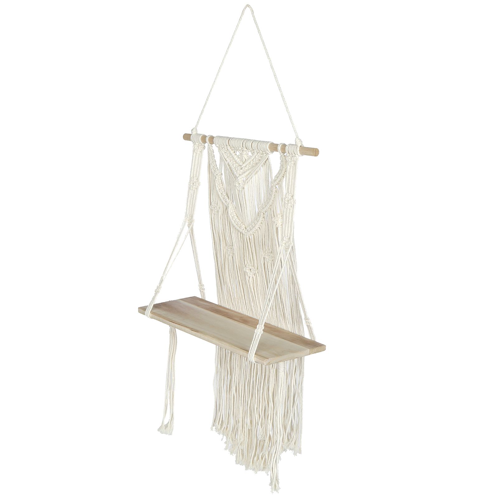 Hand Knitting Wall Hanging Shelf Organizer Rope Plant Pot Holder for Home view 6