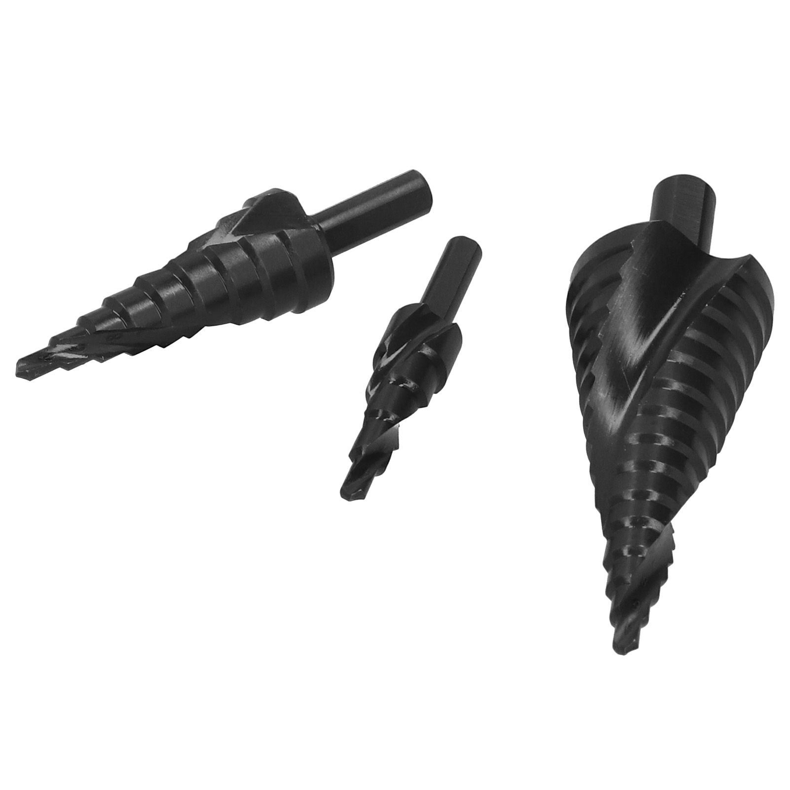 3pcs Spiral Step Drill Bit Set Kit MultiFunctional Industrial DIY Metalworking