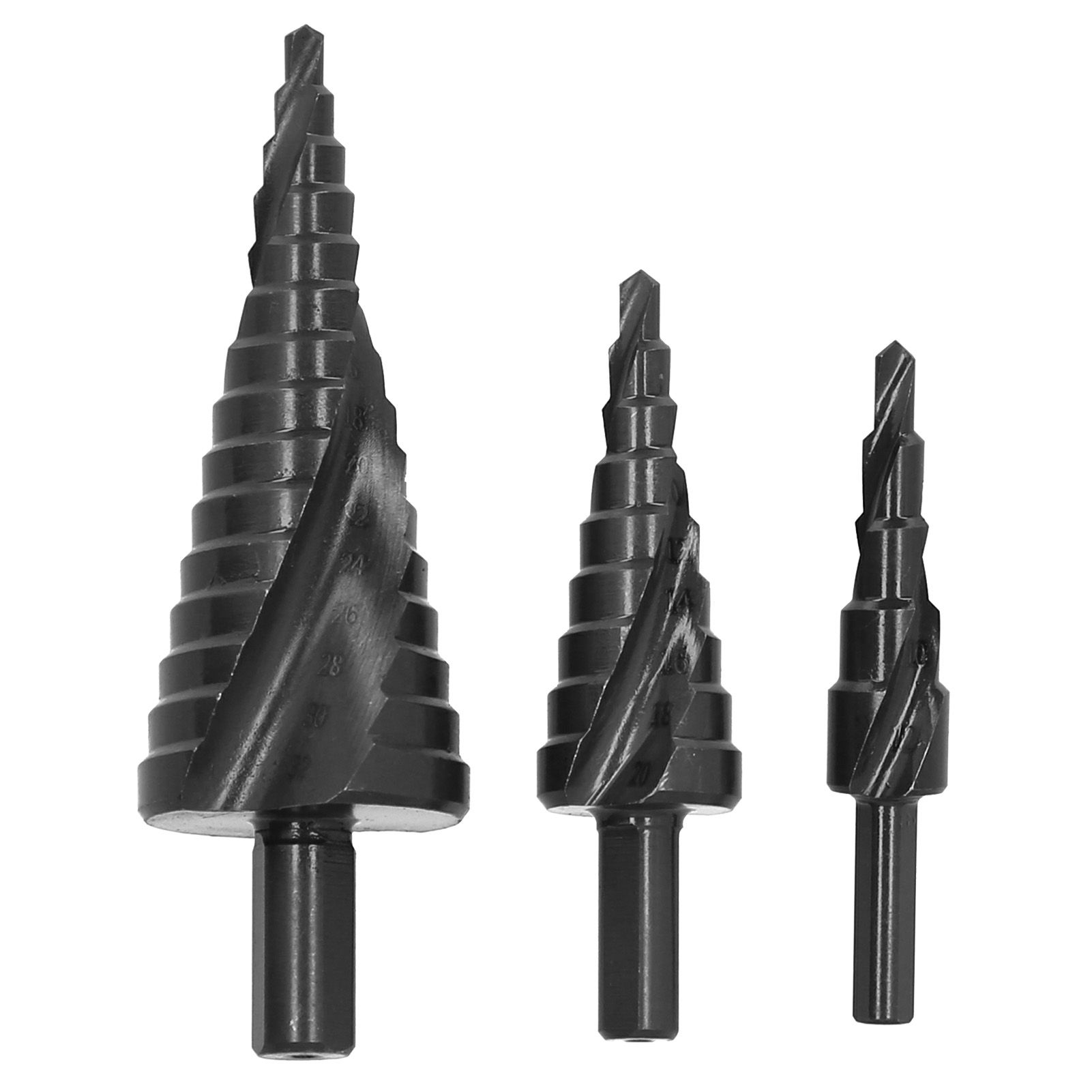 3pcs Spiral Step Drill Bit Set Kit MultiFunctional Industrial DIY Metalworking view 2