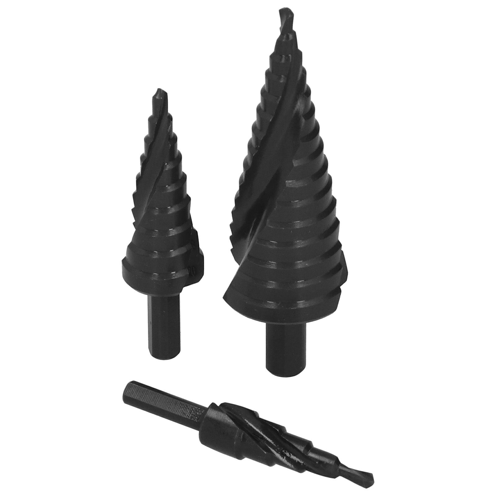 3pcs Spiral Step Drill Bit Set Kit MultiFunctional Industrial DIY Metalworking view 3