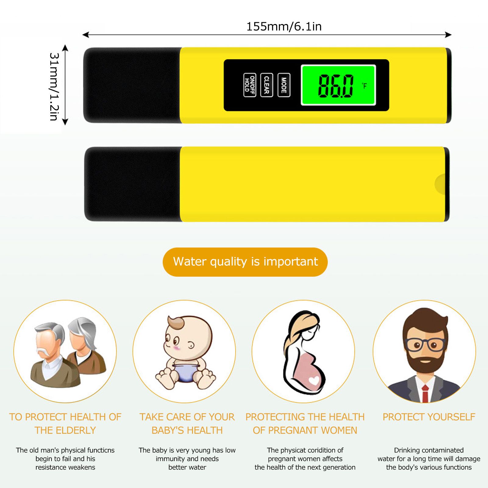 3‑in‑1 Digital Water Quality Tester Test Meter Pen Professional TDS EC view 11