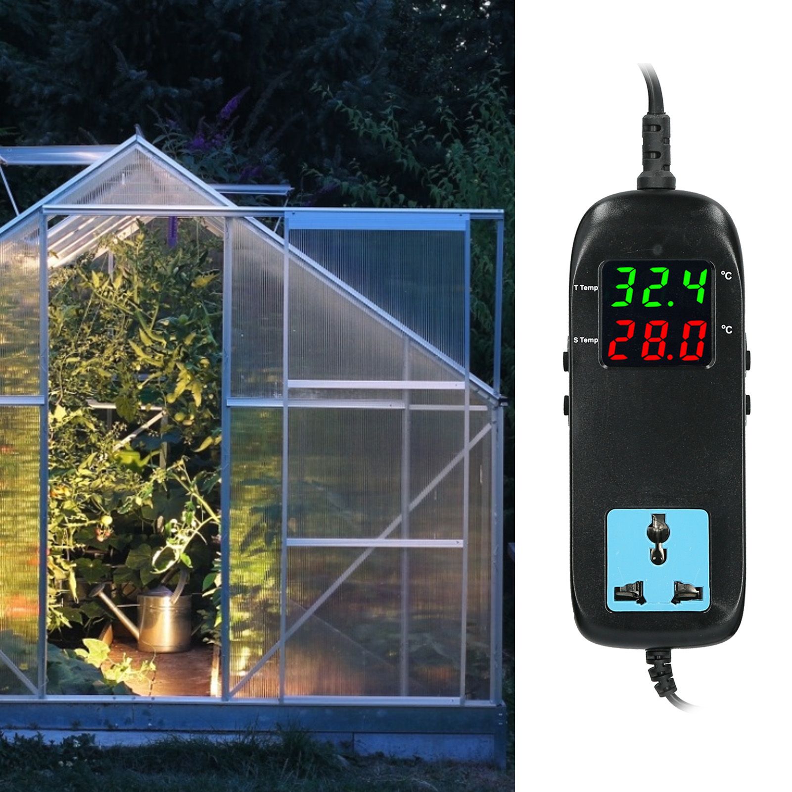 Electronic Thermostat Temperature Controller Dual LED Display with Power Cord view 10