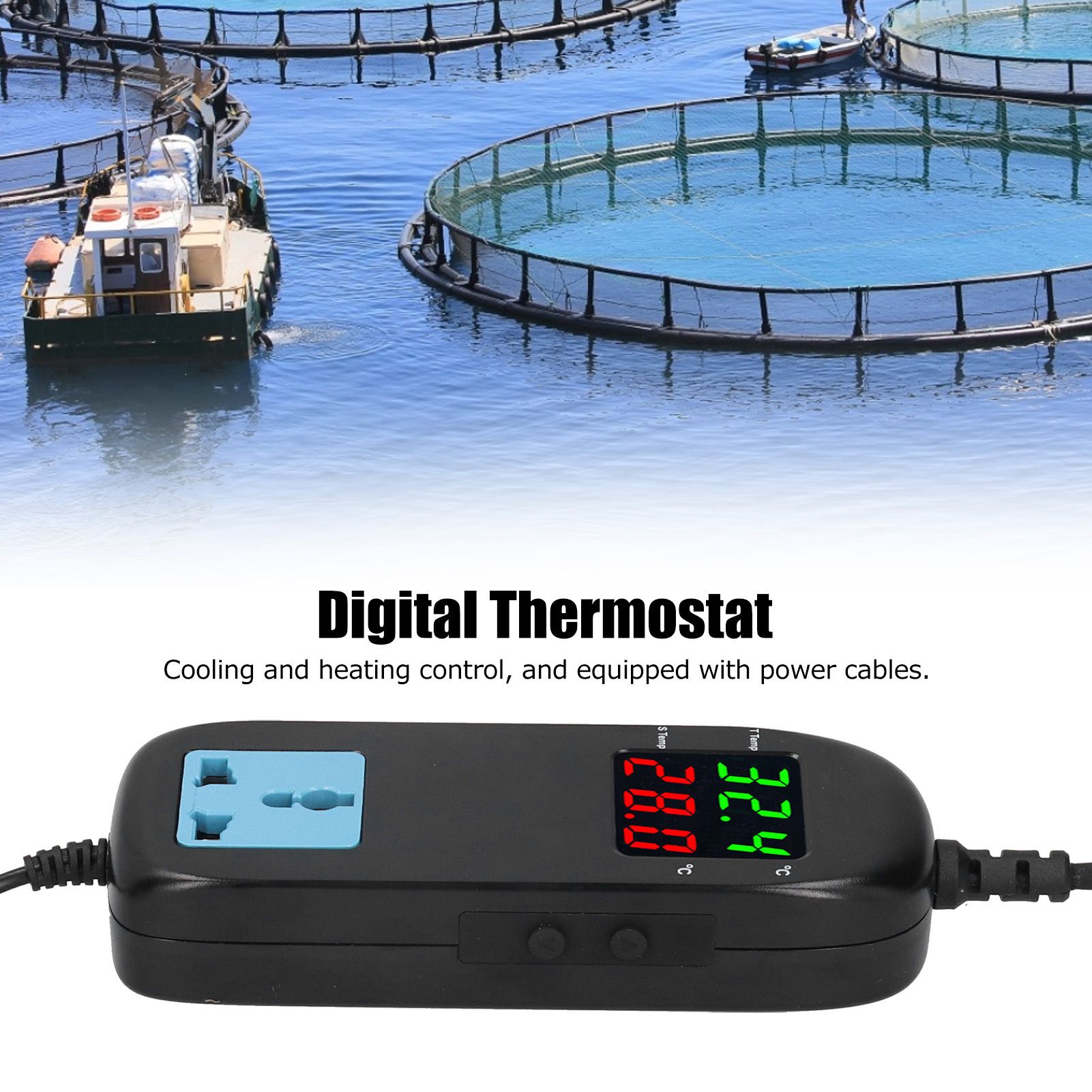 Electronic Thermostat Temperature Controller Dual LED Display with Power Cord view 12