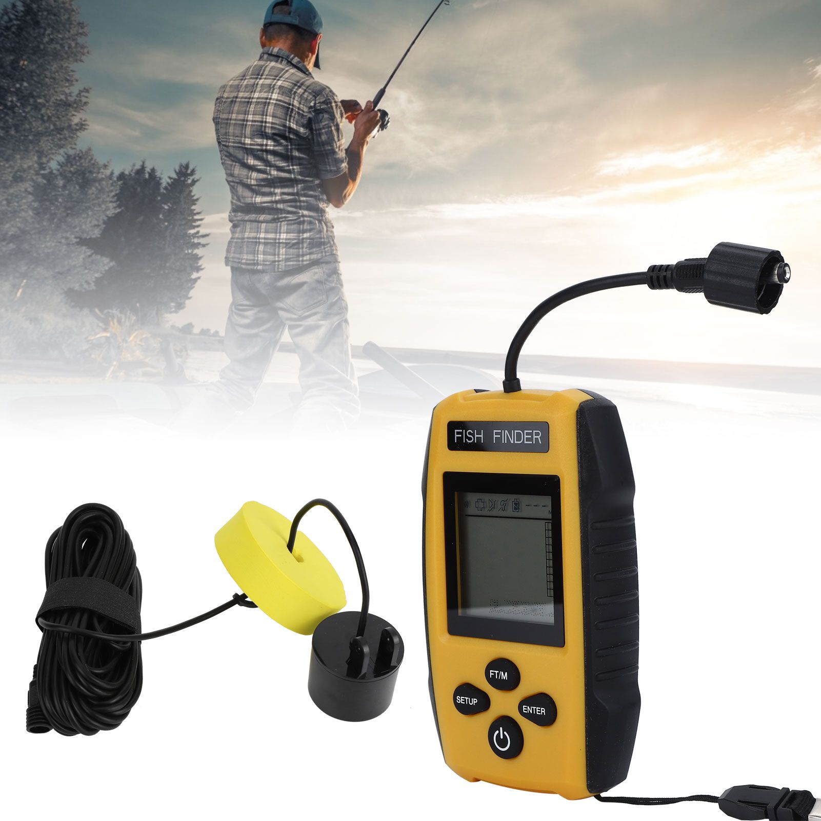 Portable HandHeld Wired Sonar Sensor Ultrasonic Fish Finder Detector Fishing view 10
