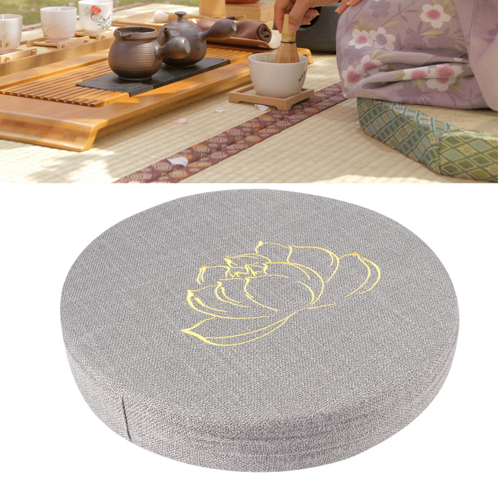 Embroidery Linen Cushion Thickened Round Straw Yoga Mat Home Balcony Seating view 9
