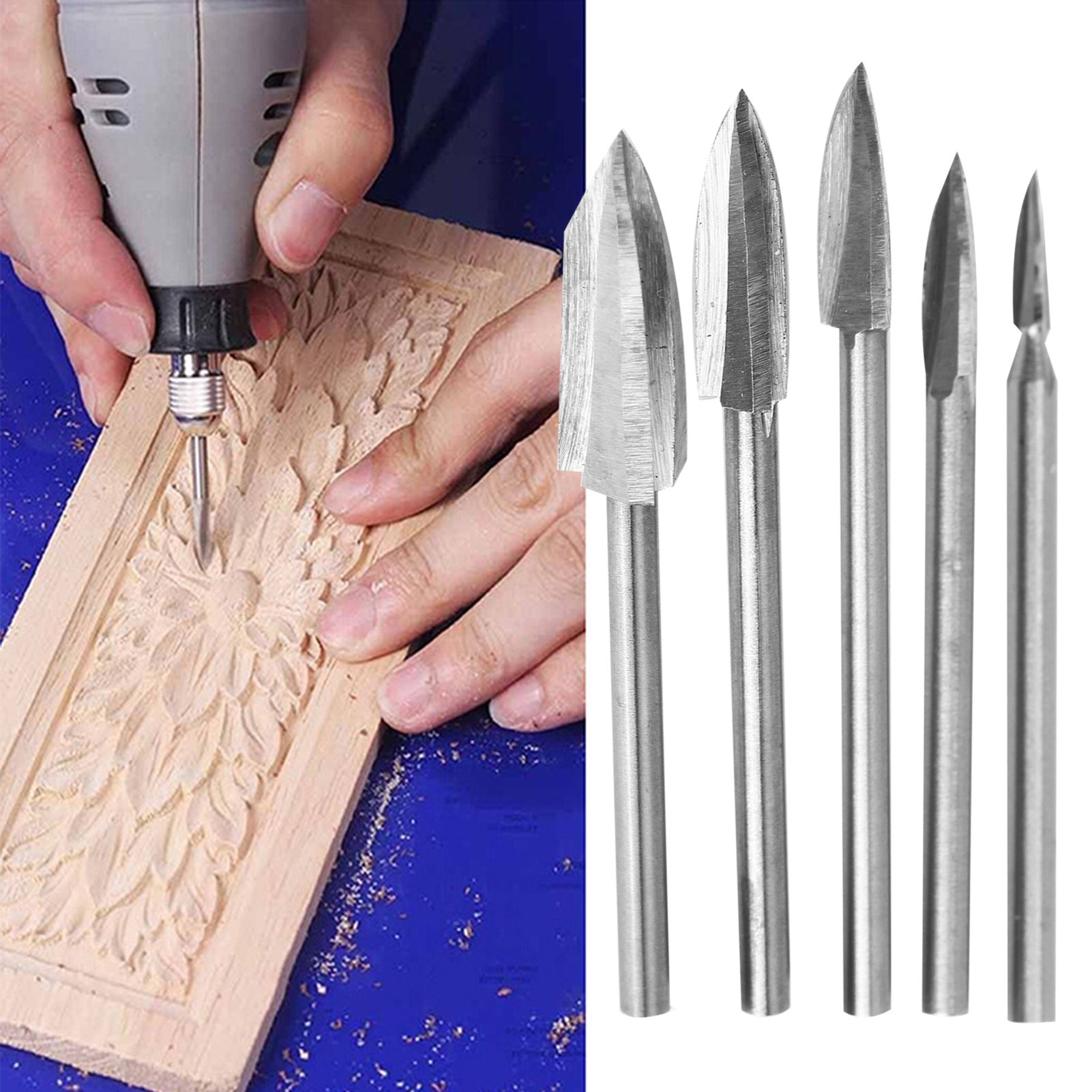 5PCS/Set Wood Engraving Tool Milling Cutter Root Carving Tools for DIY Woodworking view 9