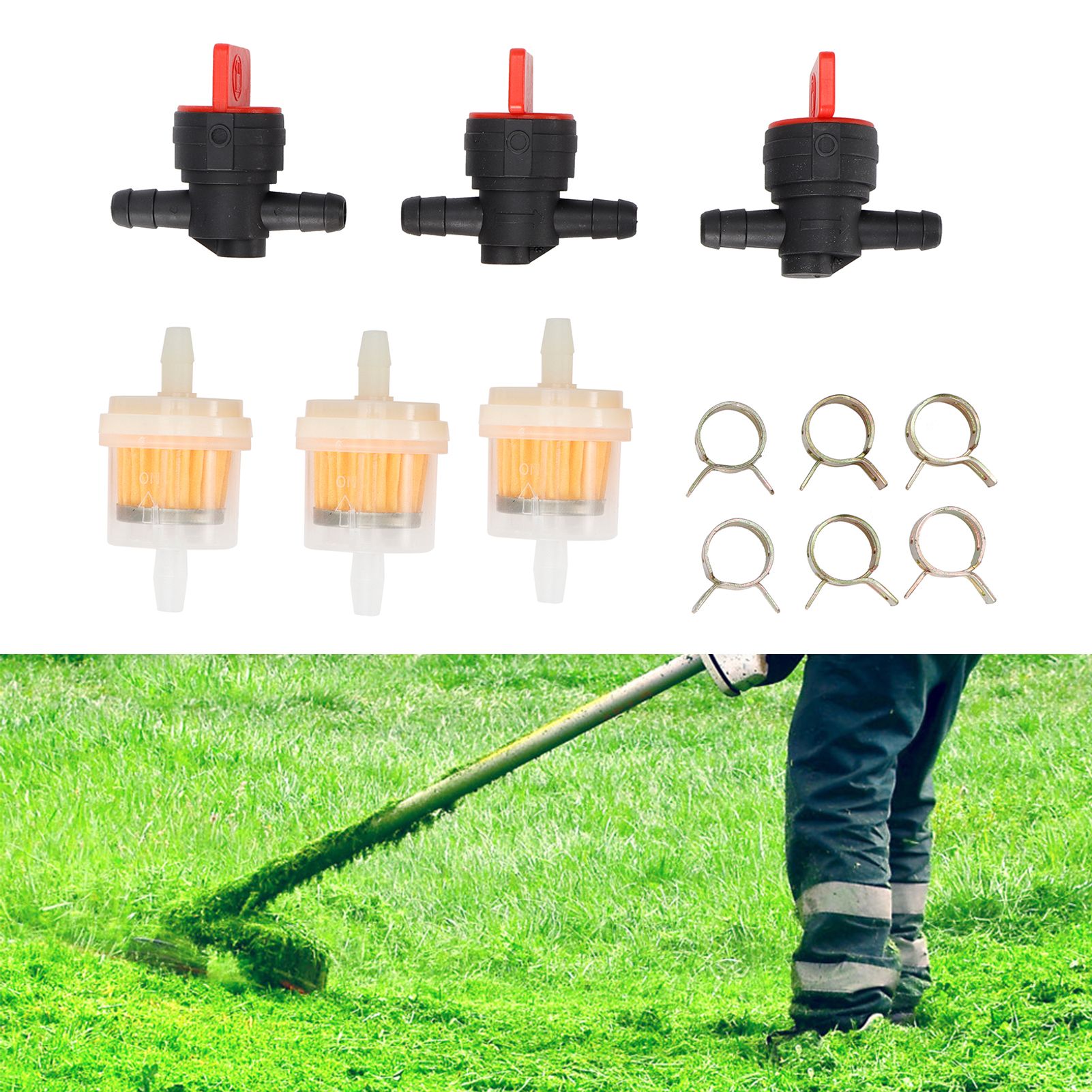 G1/4 Gas Tank Shut Cut Off Valve Filter Clamp Kit for Garden Brush Cutter Lawn view 9