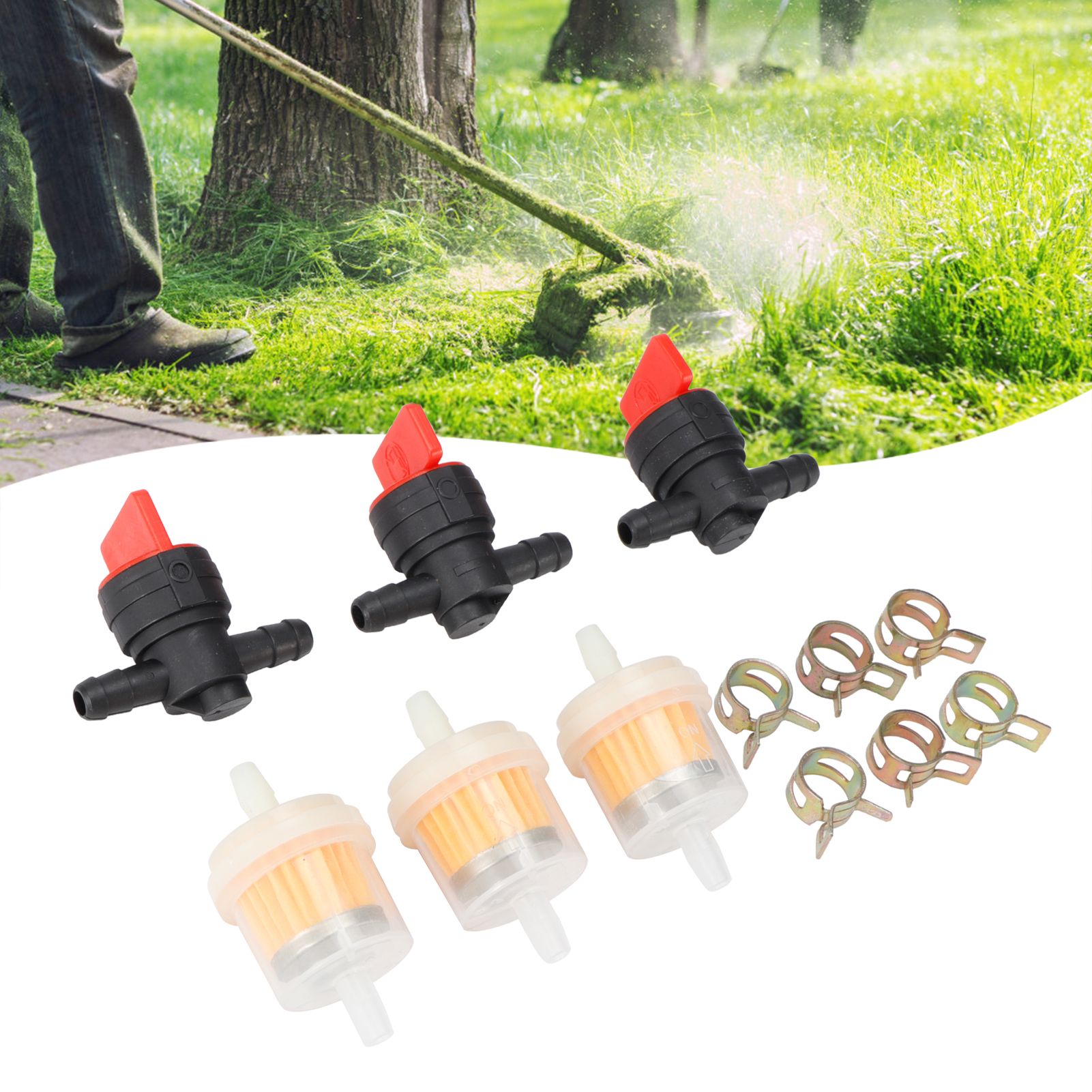 G1/4 Gas Tank Shut Cut Off Valve Filter Clamp Kit for Garden Brush Cutter Lawn view 10