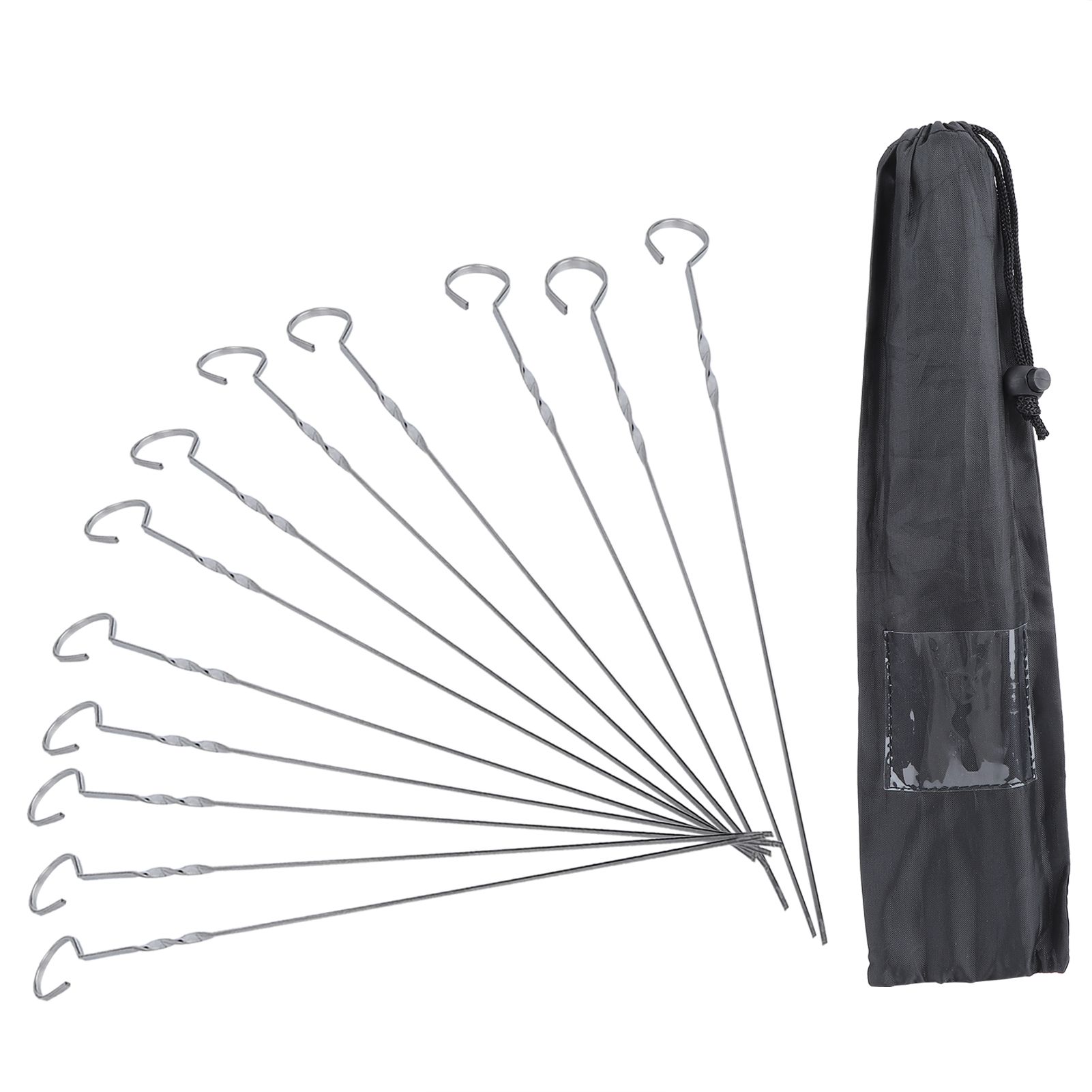 14in BBQ Skewers Set Portable Stainless Steel Barbecue Sticks Needle Outdoor view 2