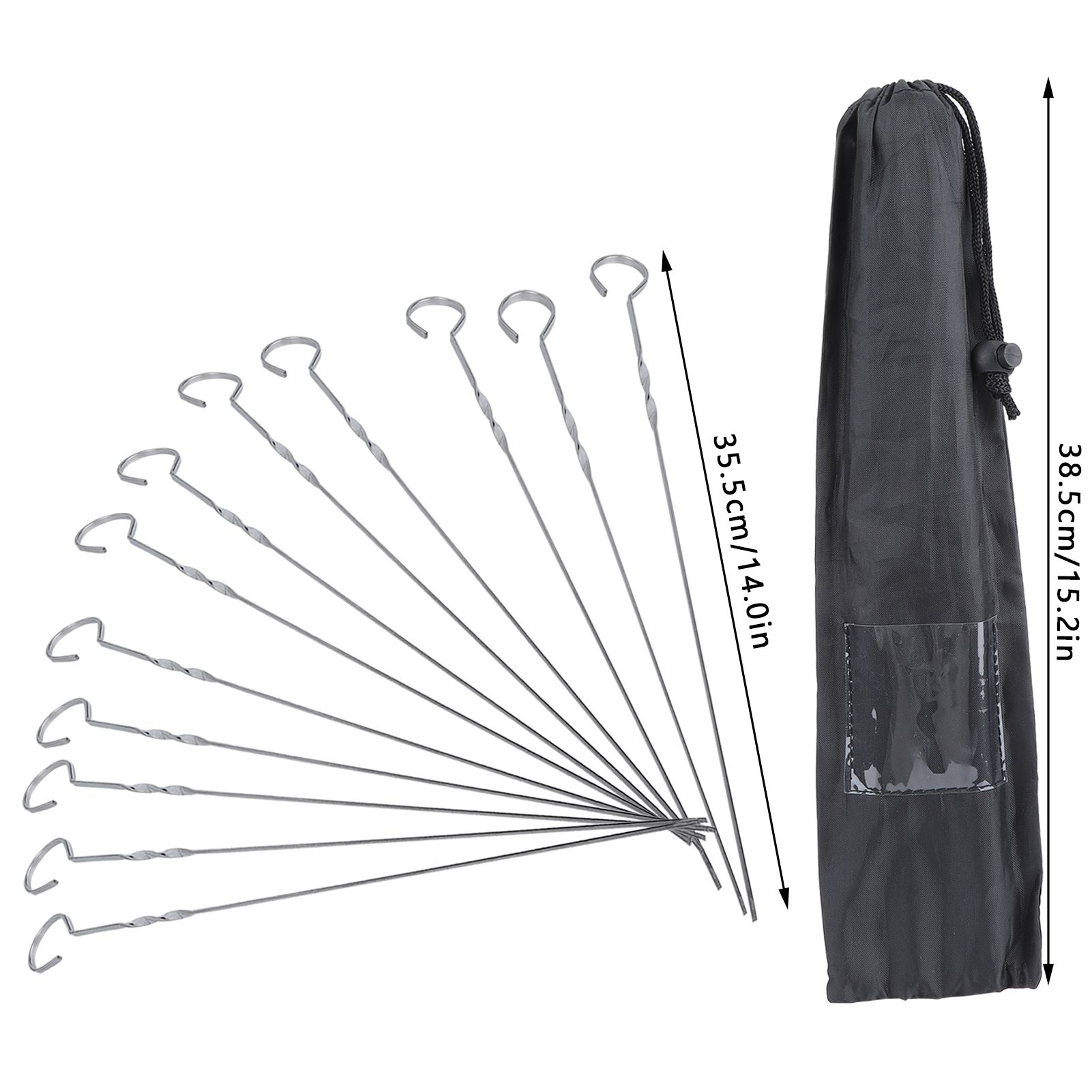14in BBQ Skewers Set Portable Stainless Steel Barbecue Sticks Needle Outdoor view 12