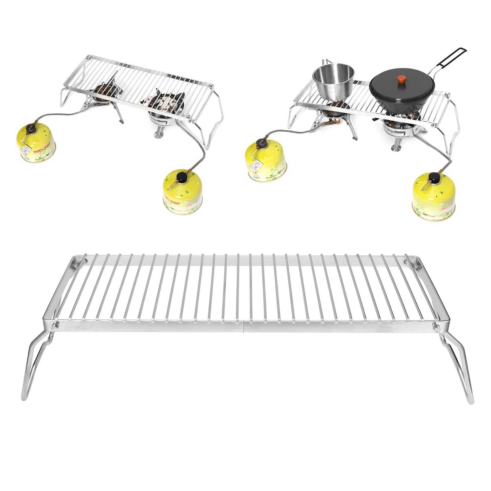 Folding Campfire Grill Portable Stainless Steel Barbeque Cooking Rack Grate Grid view 9