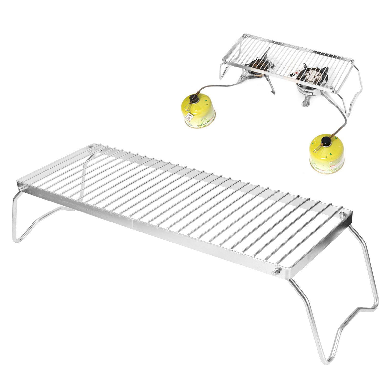 Folding Campfire Grill Portable Stainless Steel Barbeque Cooking Rack Grate Grid view 10