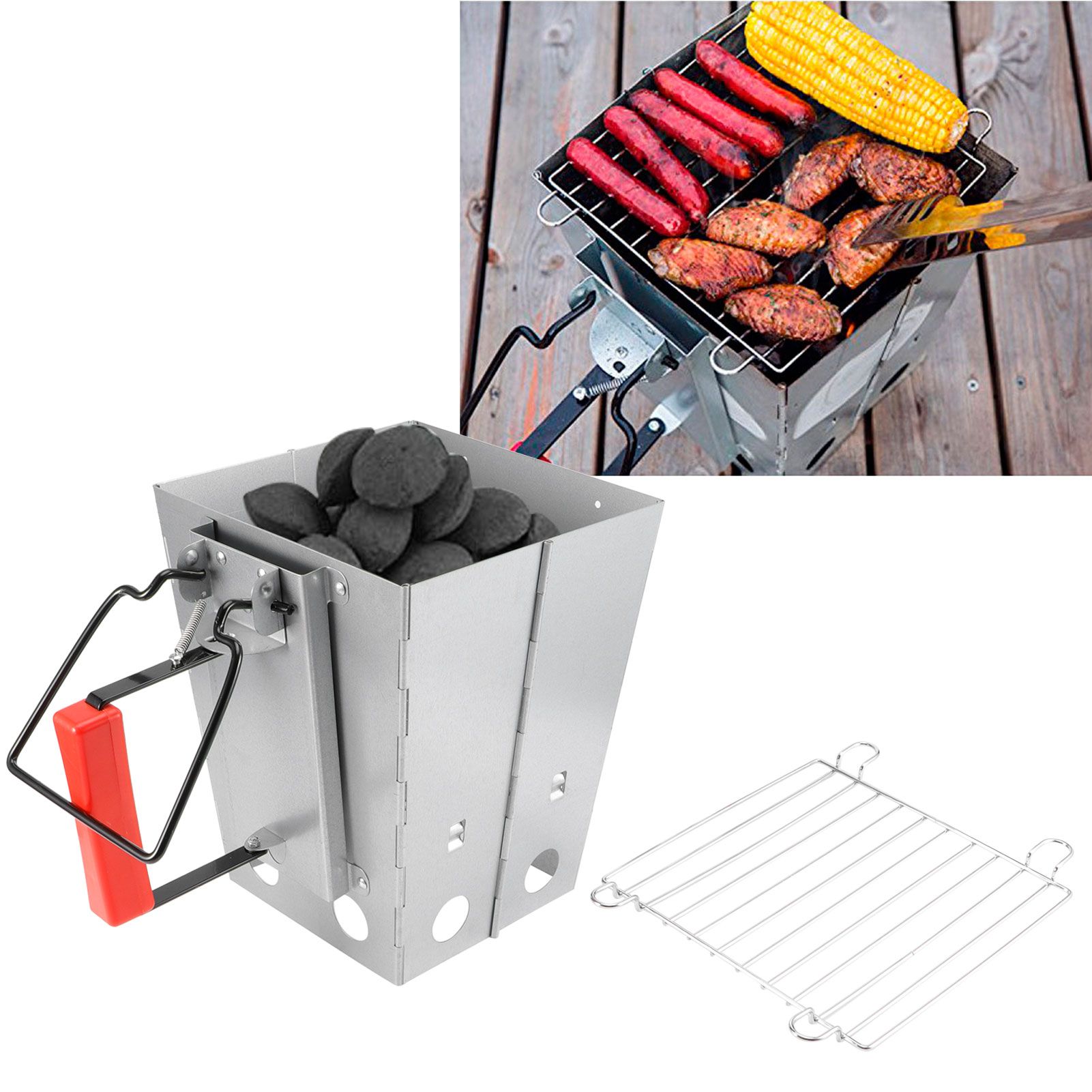 Folding Camp Burning Stove Stainless Steel Portable Camping BBQ Grill with view 9