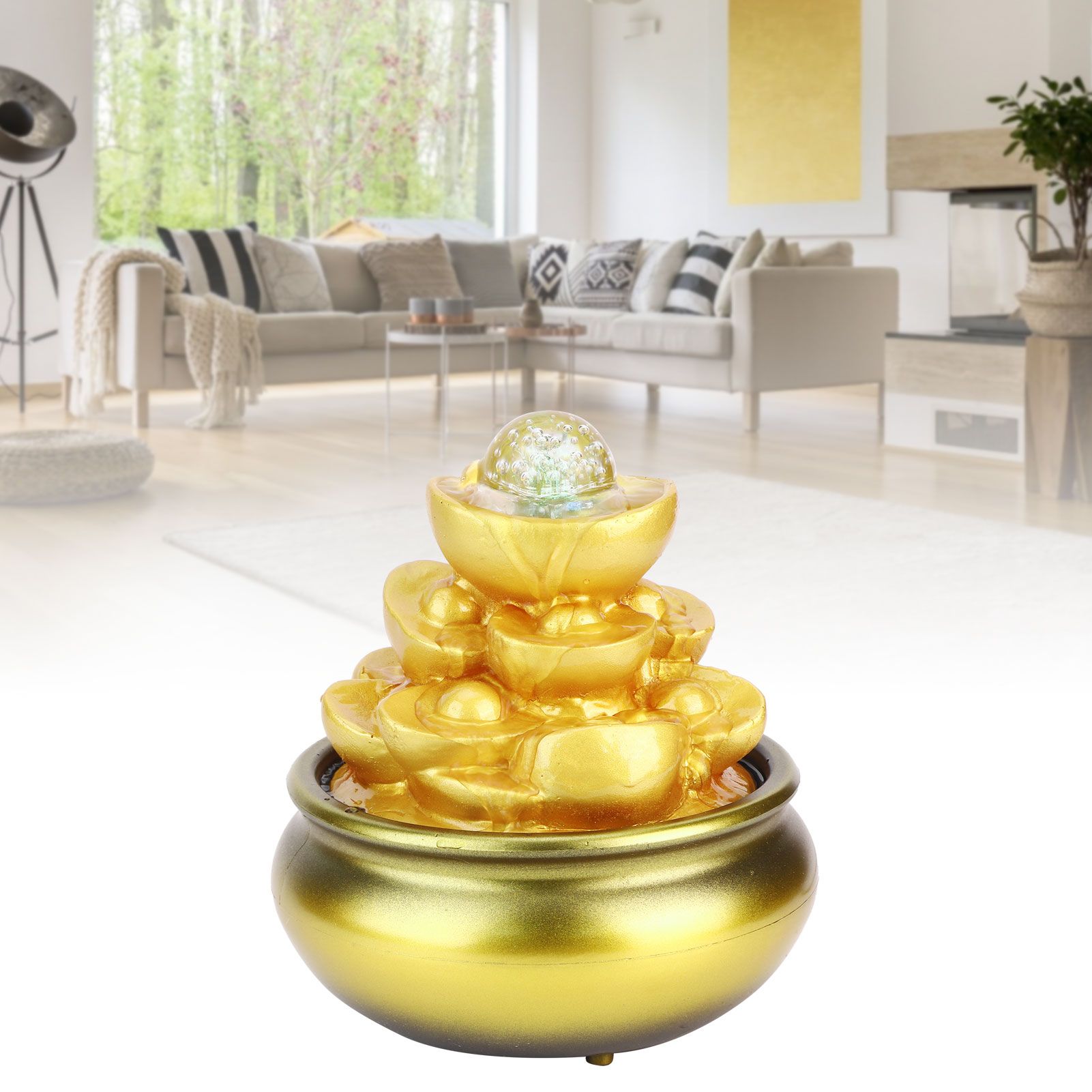 LED Water Fountain Innovative Resin Waterfall Ornament Art Crafts for Home view 10