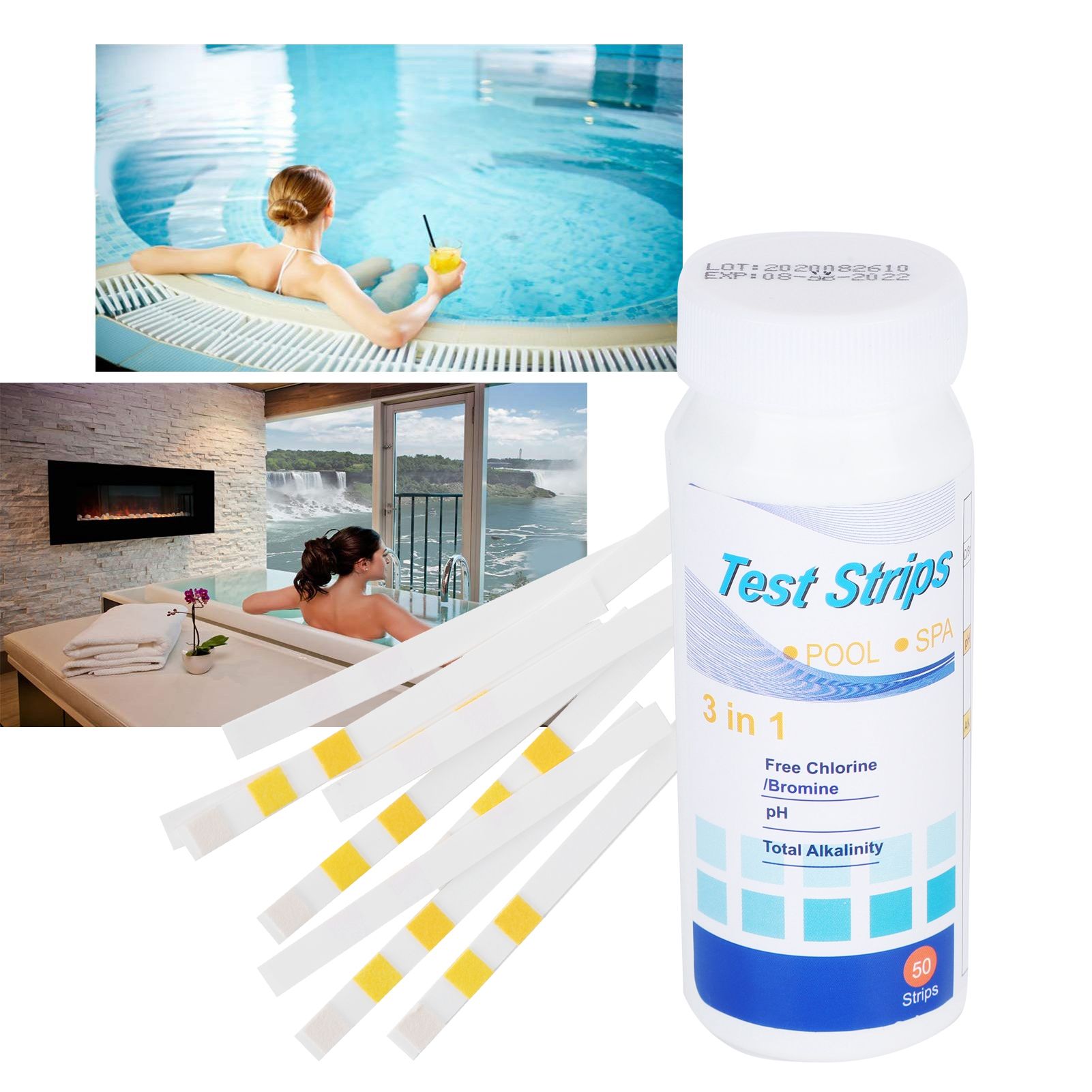 3in1 Water PH Test Paper Swimming Pool SPA Chlorine Test Strips Pool Cleaner view 9