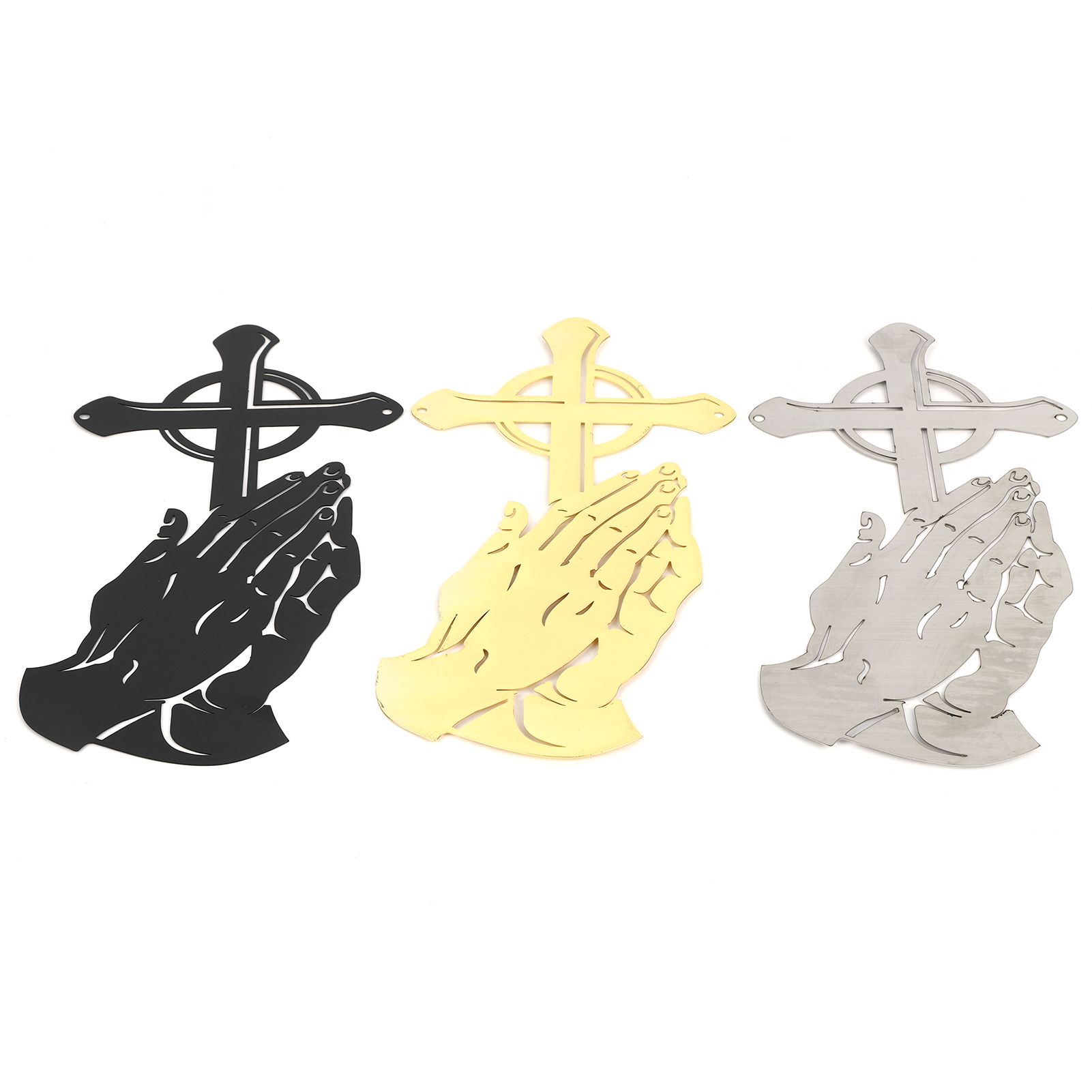 3PCS/Set Peaceful Praying Hands Wall Decor with Religious Cross Garden view 3