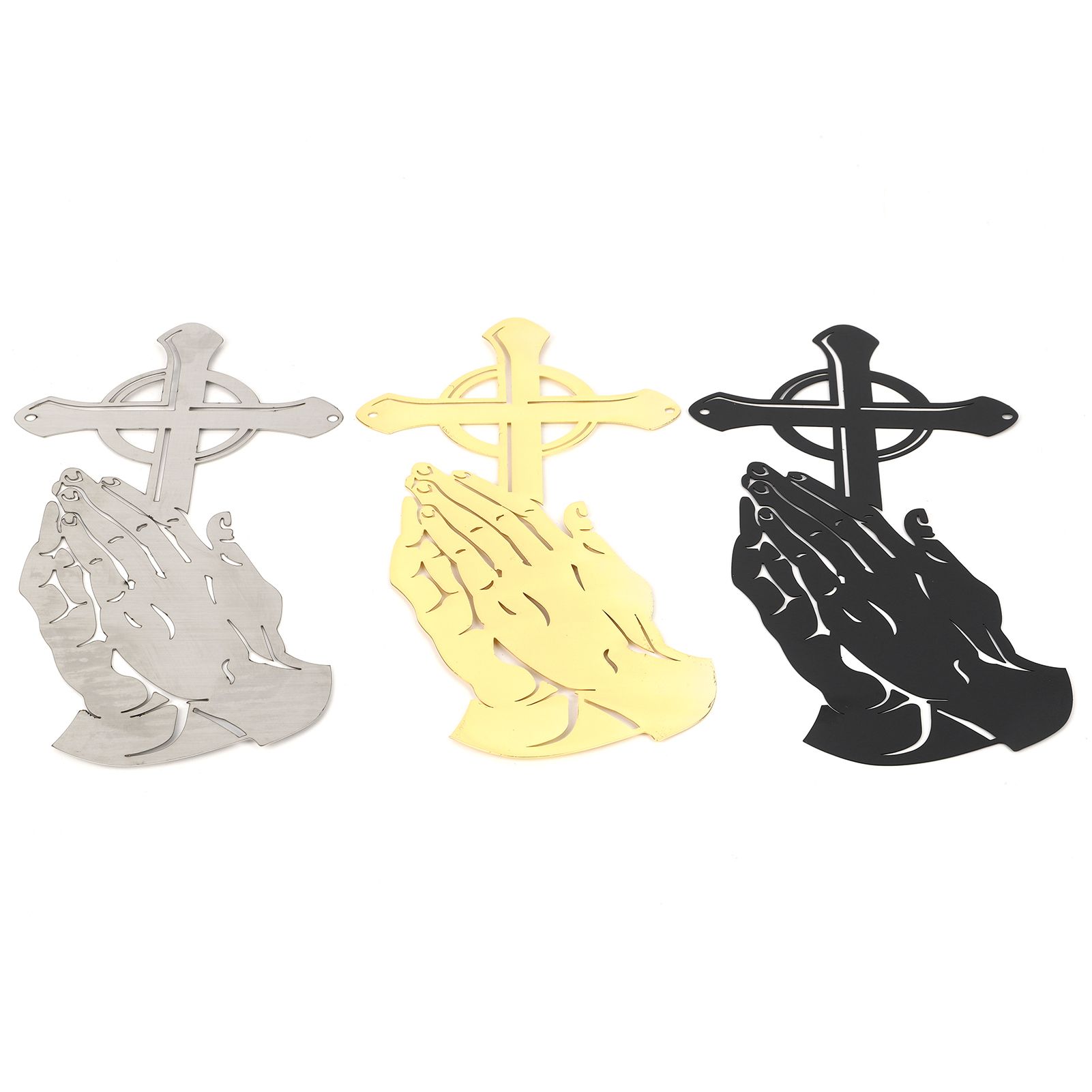 3PCS/Set Peaceful Praying Hands Wall Decor with Religious Cross Garden view 5