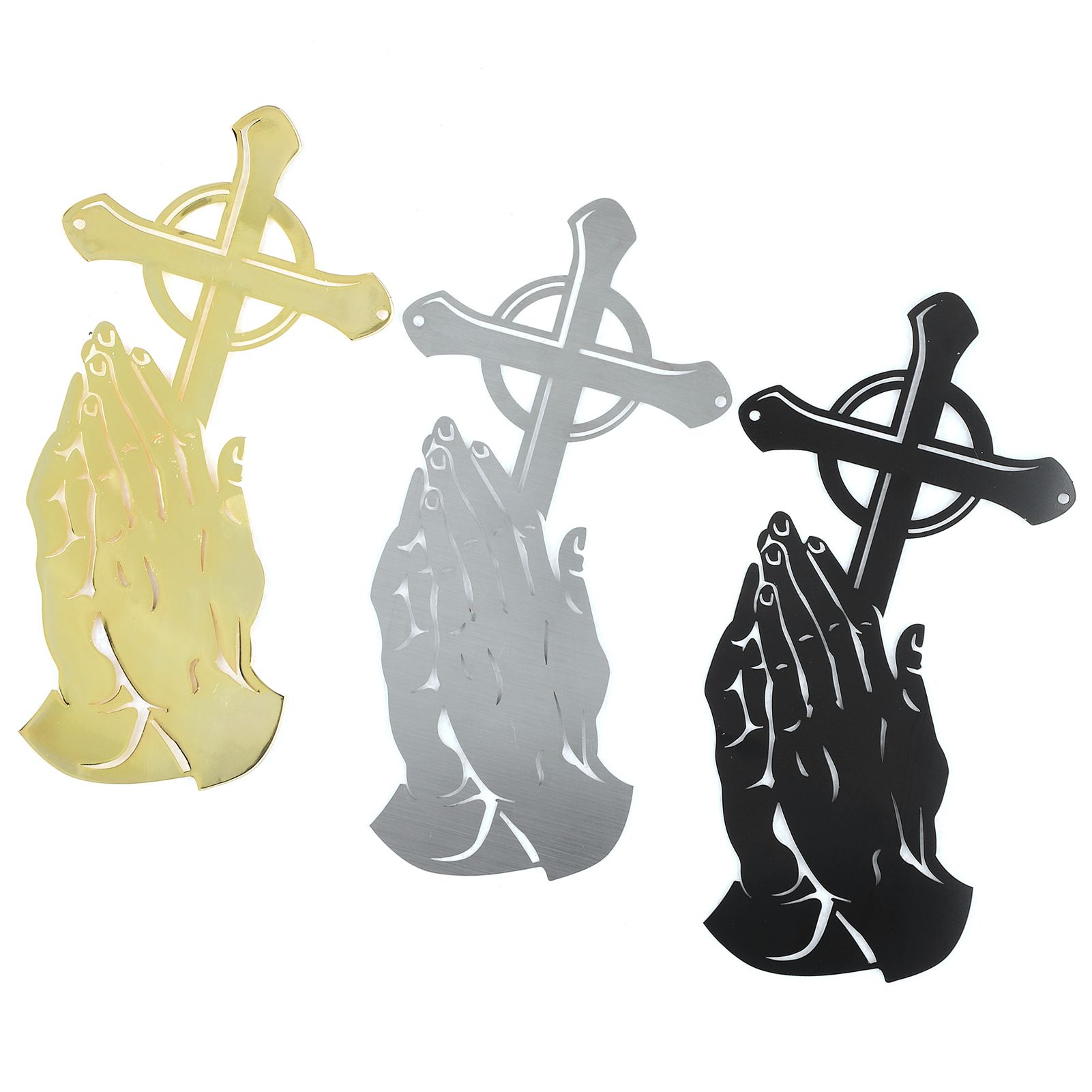 3PCS/Set Peaceful Praying Hands Wall Decor with Religious Cross Garden view 7