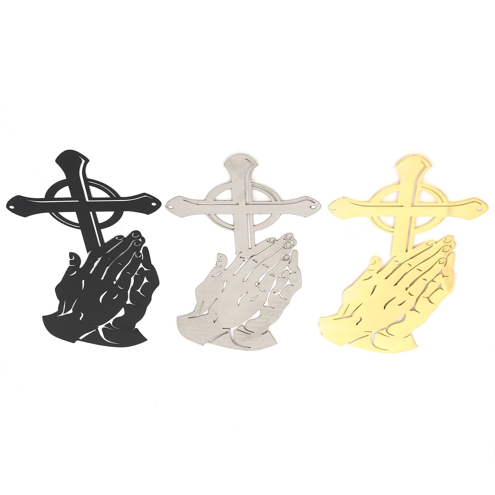 3PCS/Set Peaceful Praying Hands Wall Decor with Religious Cross Garden view 8