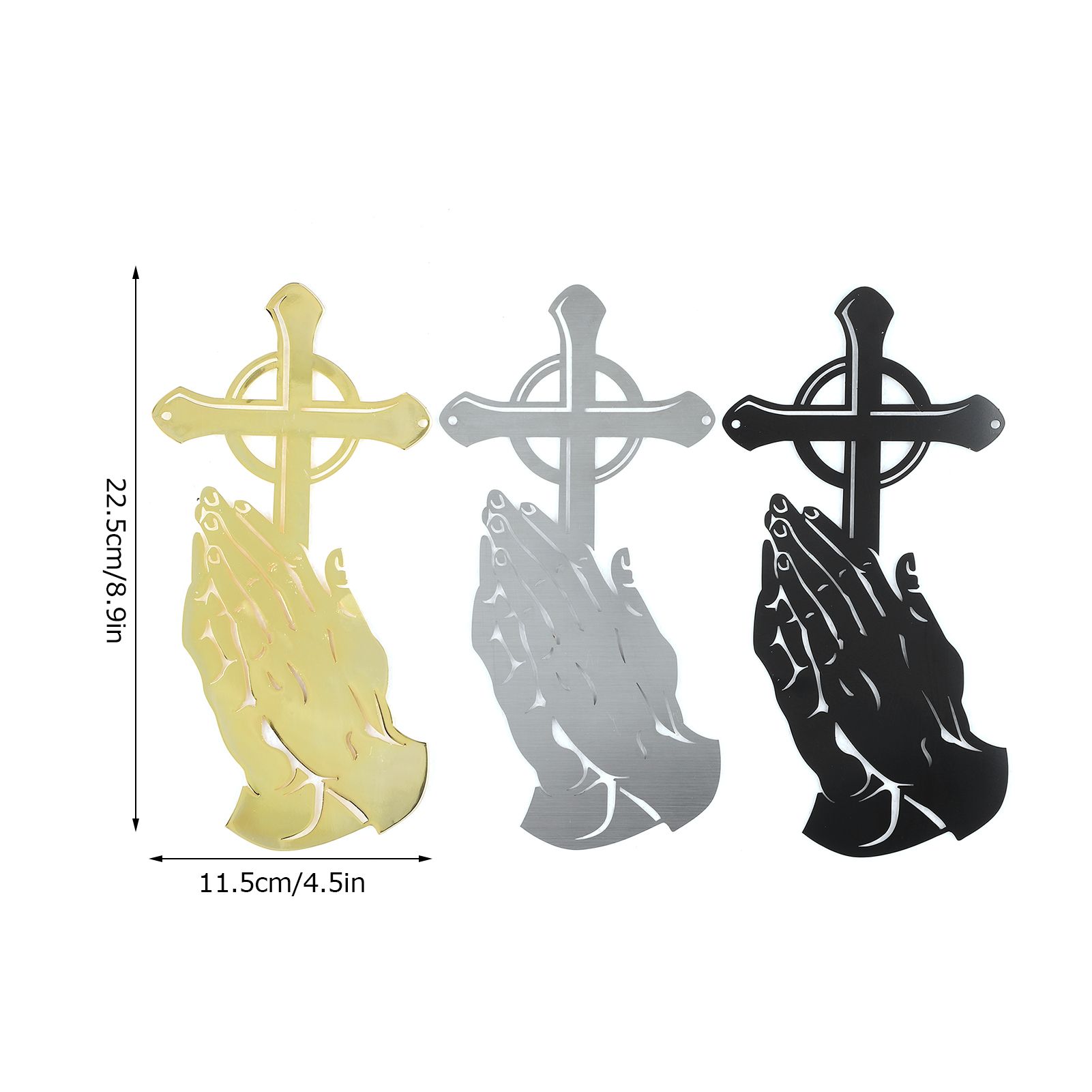 3PCS/Set Peaceful Praying Hands Wall Decor with Religious Cross Garden view 12