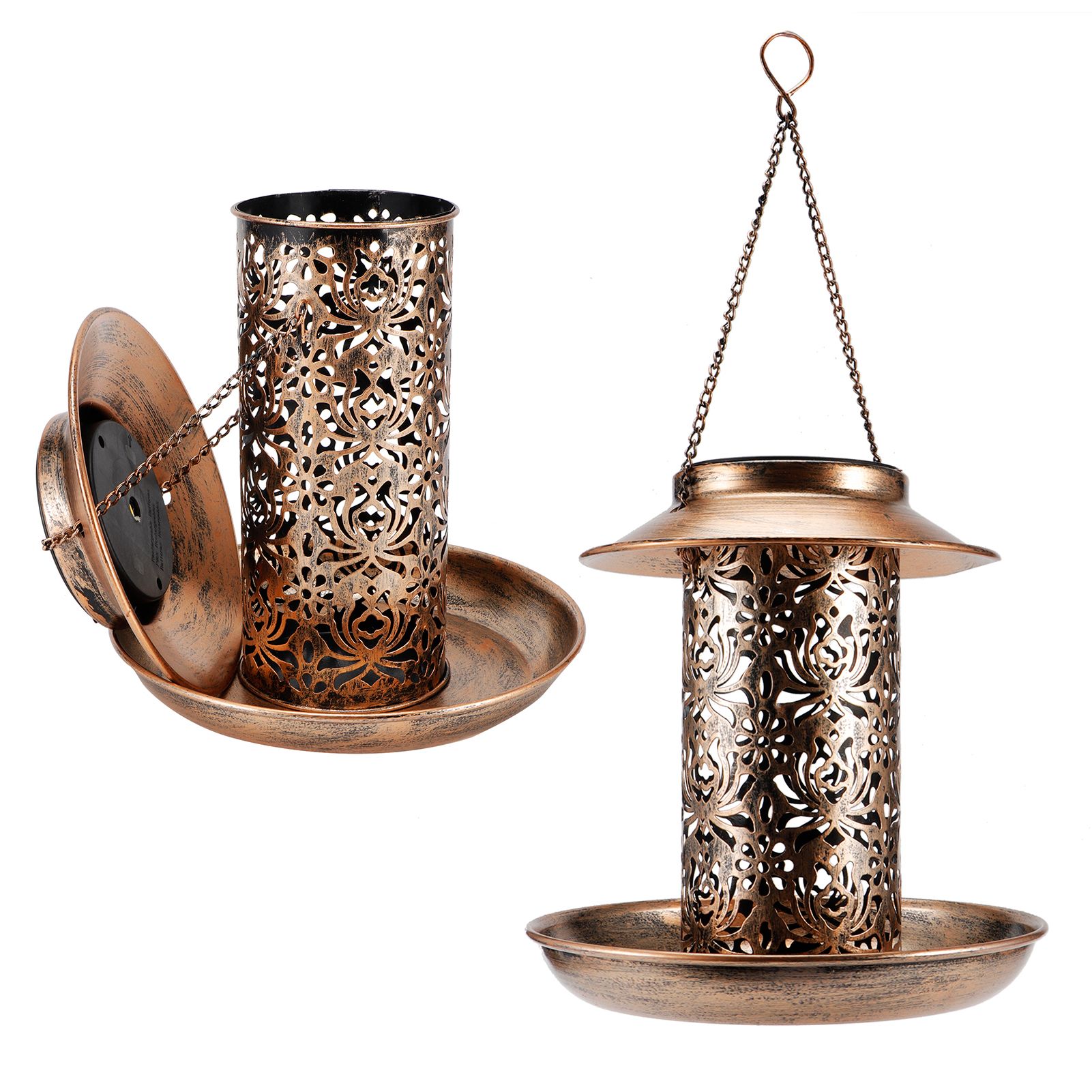 Solar Bird Feeder Solar Powered Garden Light Portable Hanging Hollow Out view 8