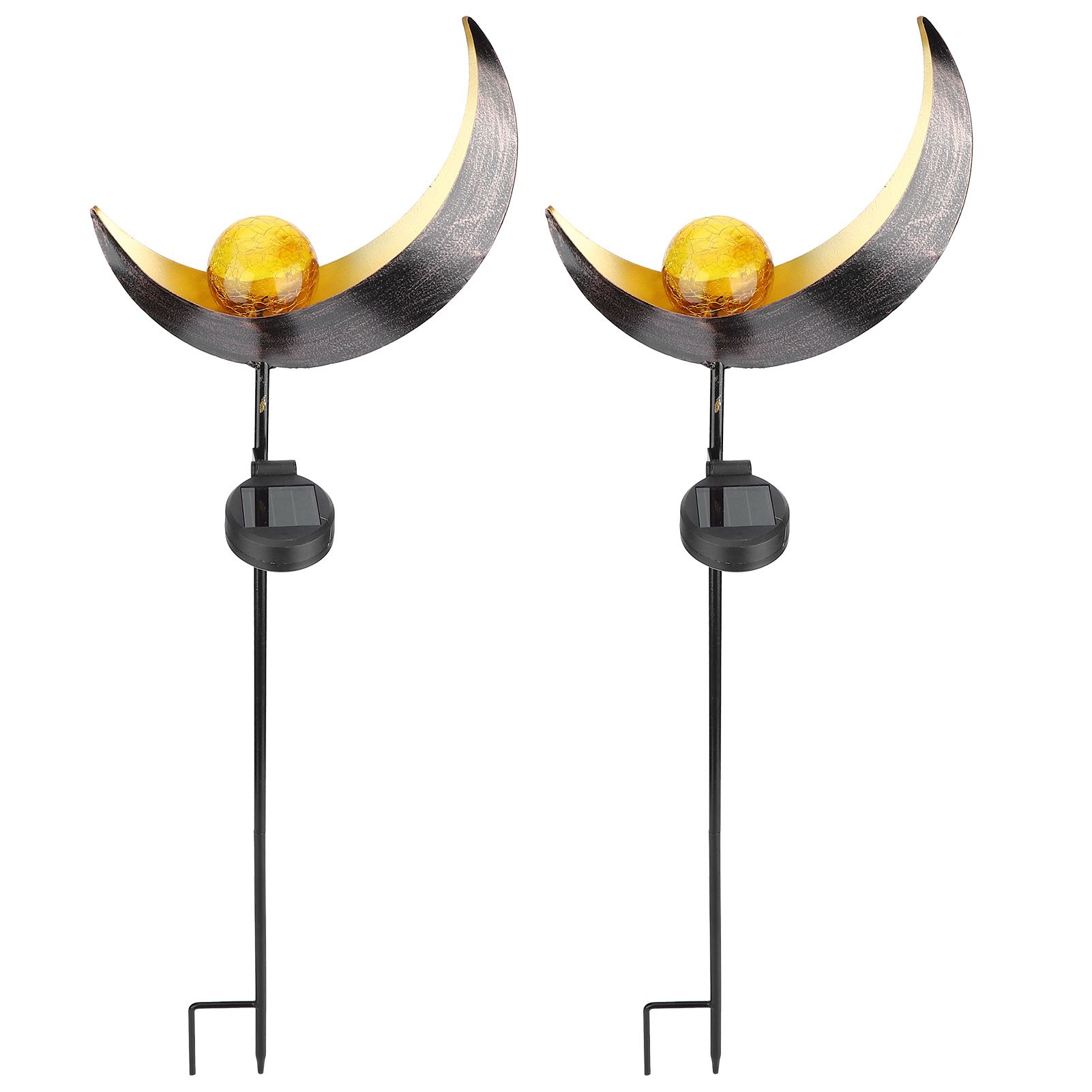 2pcs Solar Moon Lamp Waterproof Garden LED Light Decor Metal Outdoor Lawn