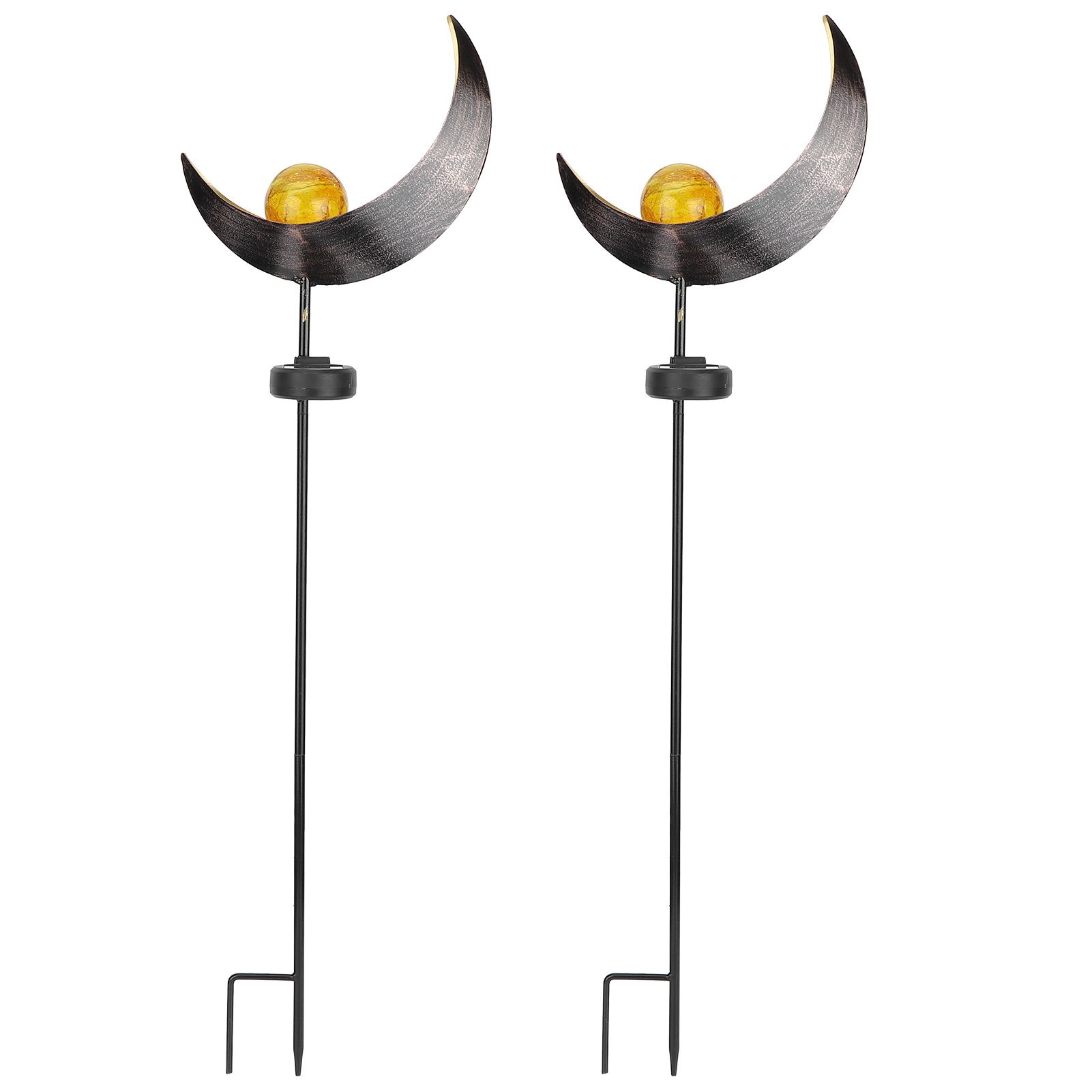 2pcs Solar Moon Lamp Waterproof Garden LED Light Decor Metal Outdoor Lawn view 2