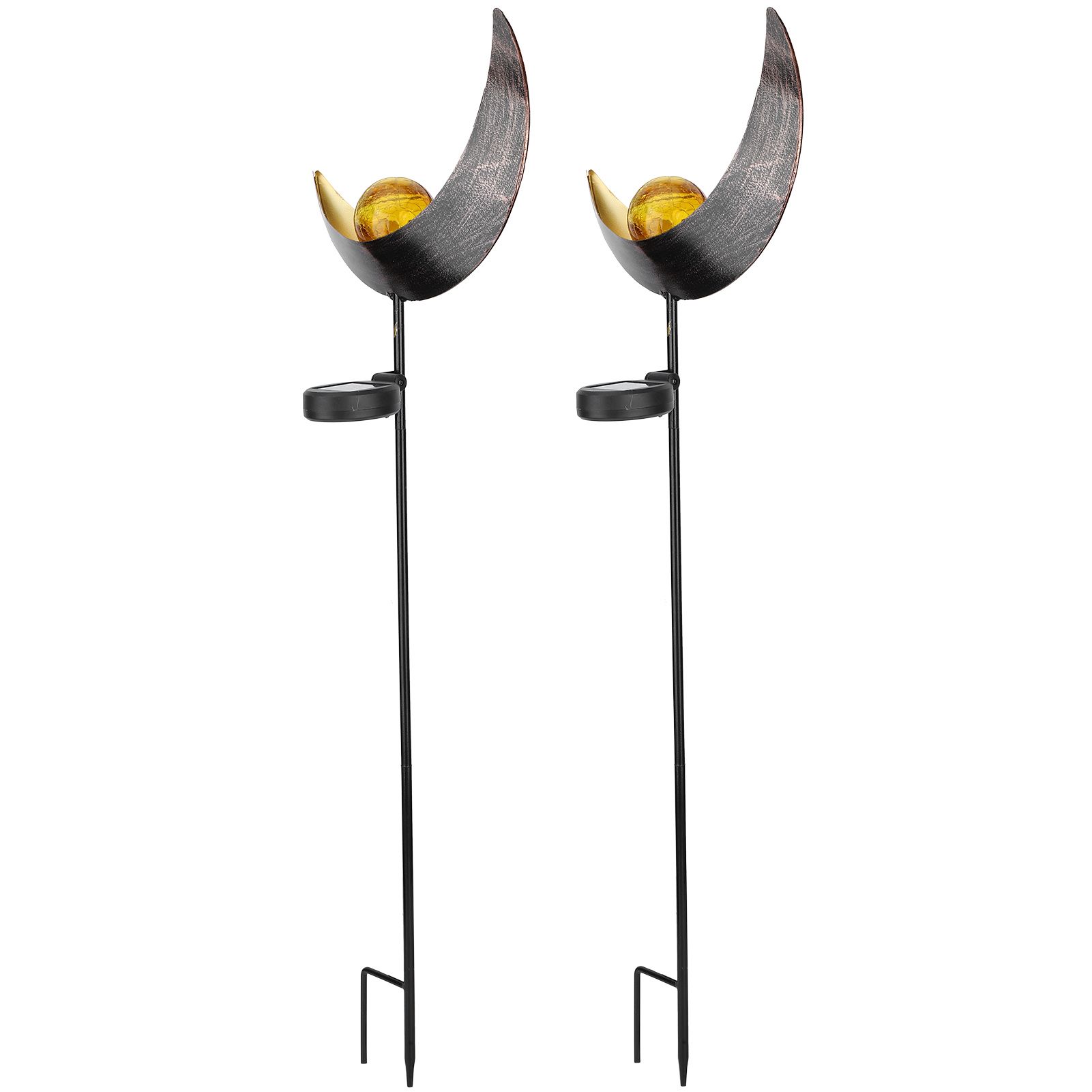 2pcs Solar Moon Lamp Waterproof Garden LED Light Decor Metal Outdoor Lawn view 4