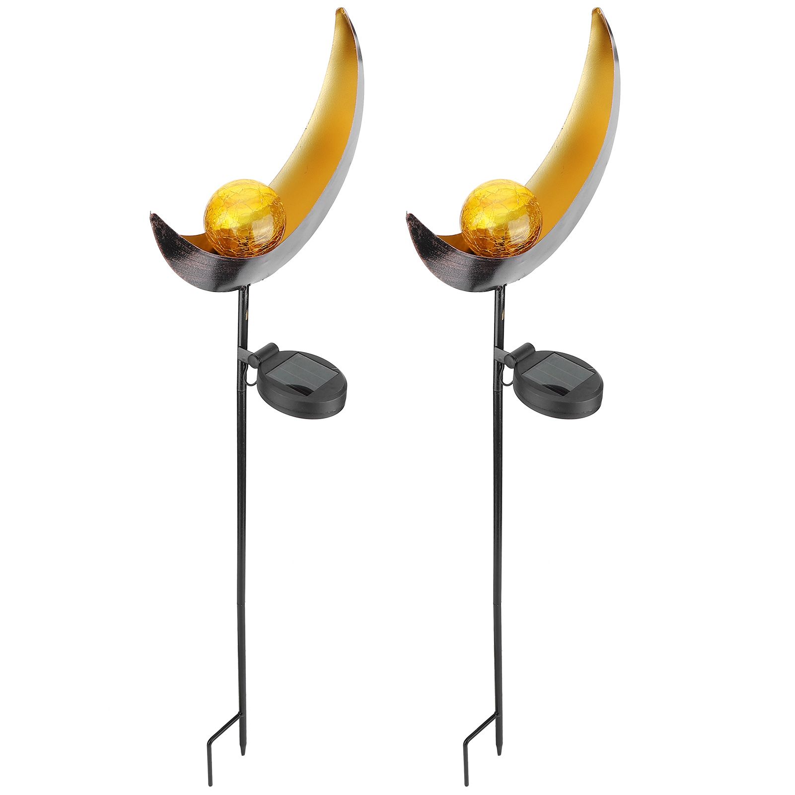 2pcs Solar Moon Lamp Waterproof Garden LED Light Decor Metal Outdoor Lawn view 5