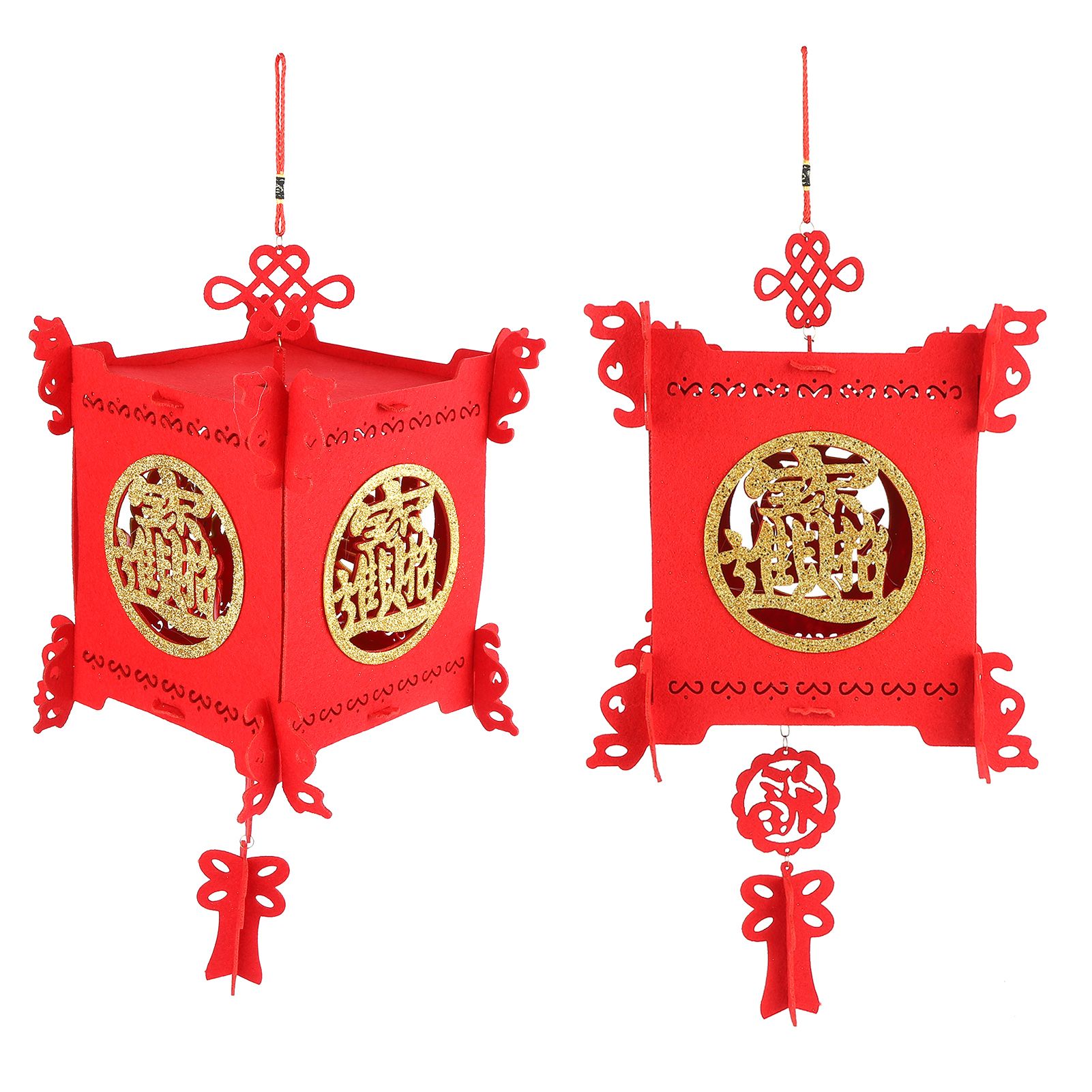 2 Set Traditional Lantern with Wealth and Fortune Characters Luck Knot Chinese view 4