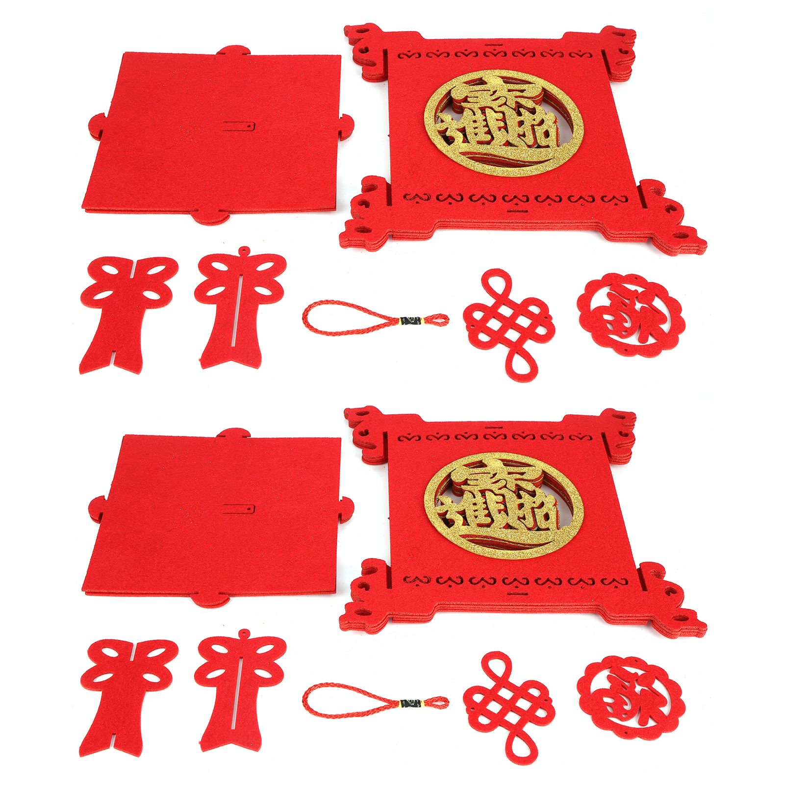 2 Set Traditional Lantern with Wealth and Fortune Characters Luck Knot Chinese view 7