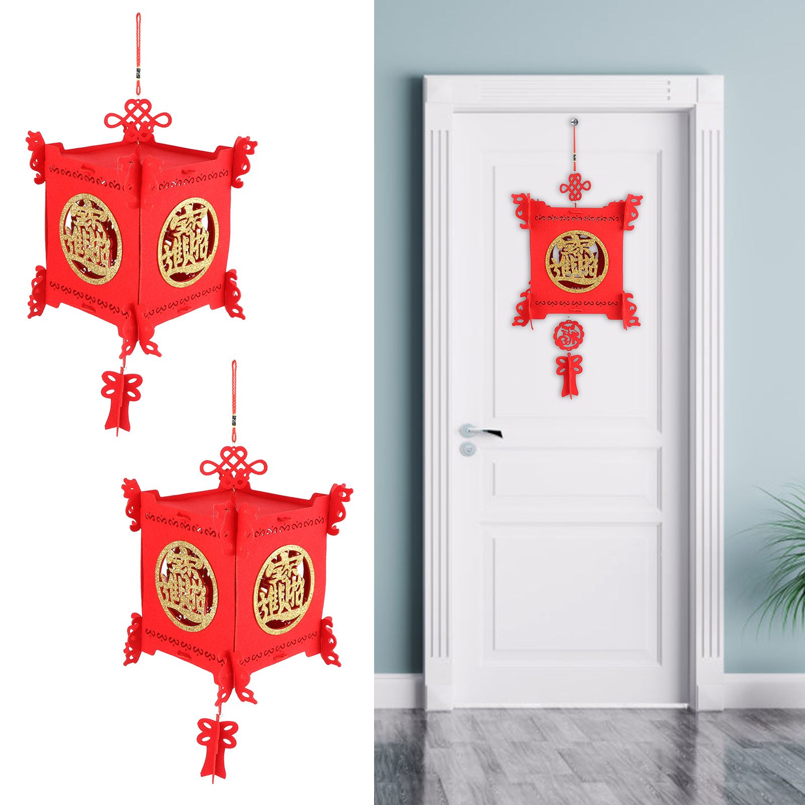 2 Set Traditional Lantern with Wealth and Fortune Characters Luck Knot Chinese view 10