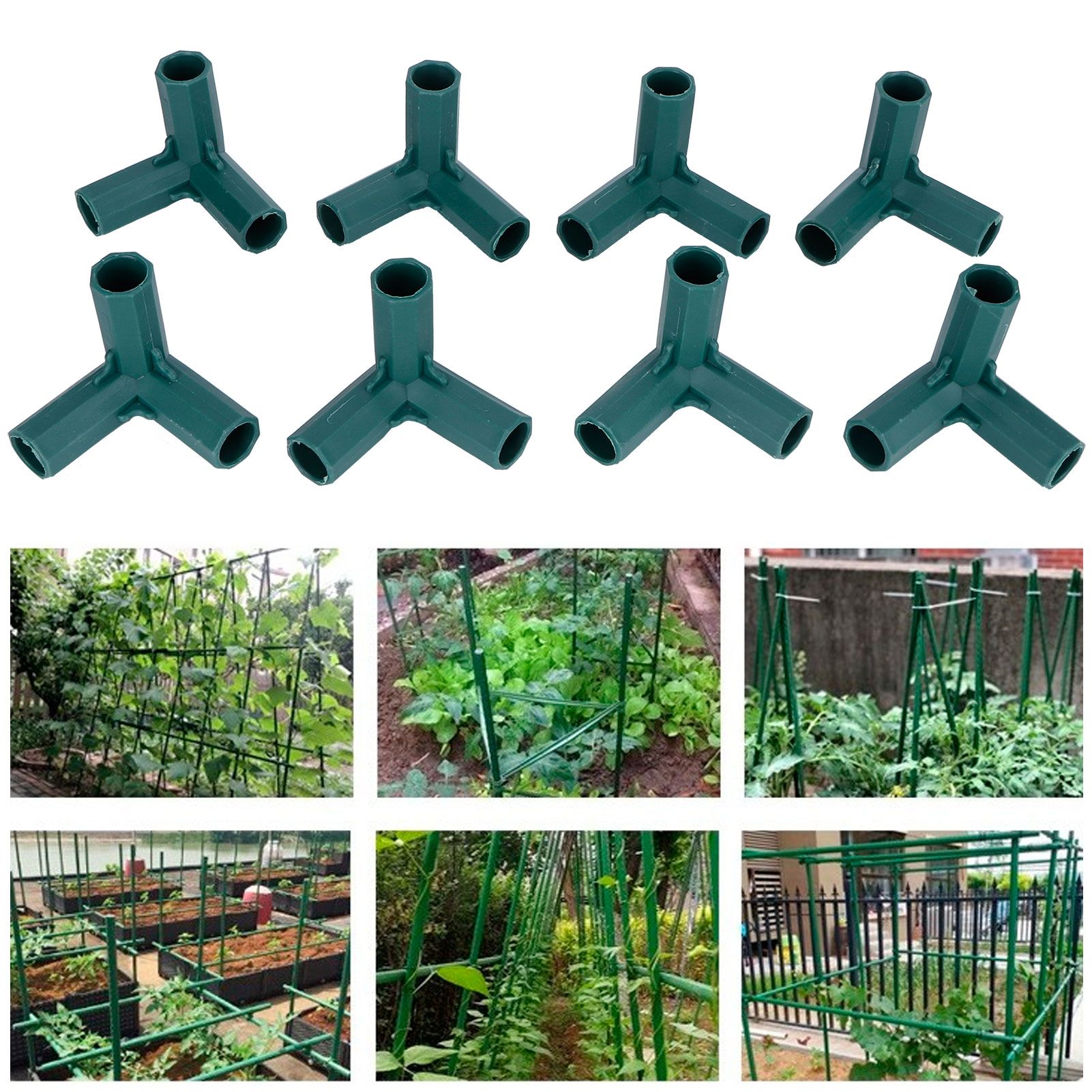 8Pcs 3-Way Plant Support Connectors Plastic Garden Climbing Stake Joint view 9