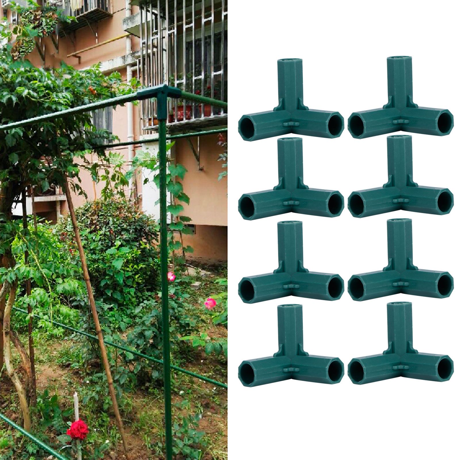 8Pcs 3-Way Plant Support Connectors Plastic Garden Climbing Stake Joint view 10