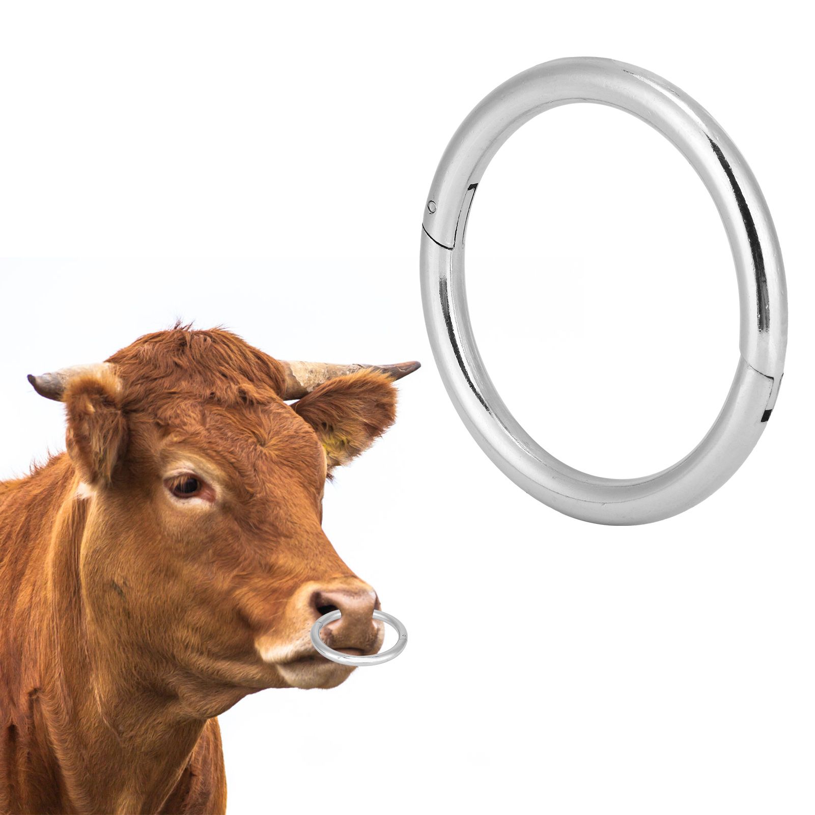 Bull Cow Nose Ring Iron Cattle Nose Clip Farm Livestock Veterinary Equipment 100mm view 10