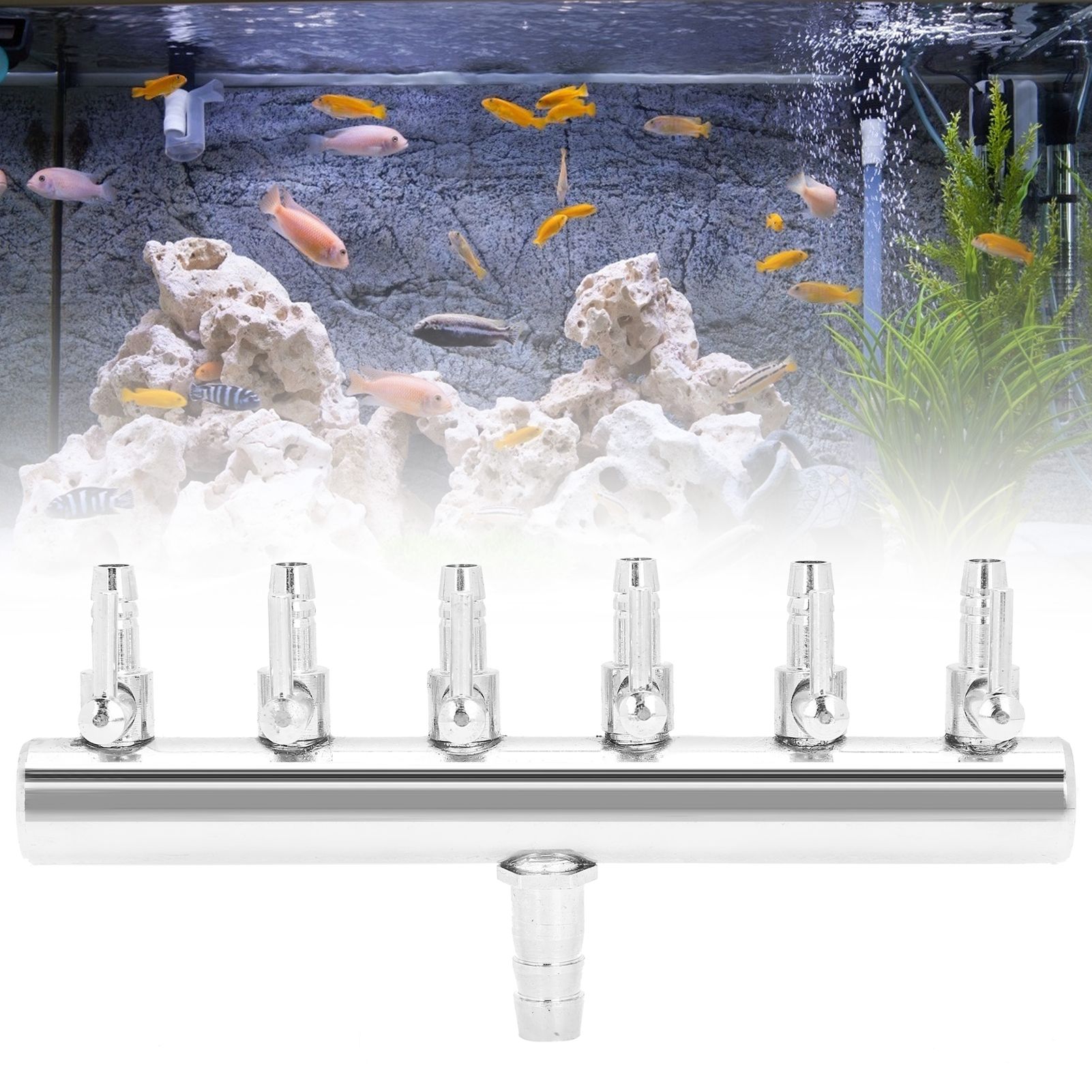 6‑Way Aquarium Air Flow Control Lever Valve Distributor Stainless Steel Fish view 9