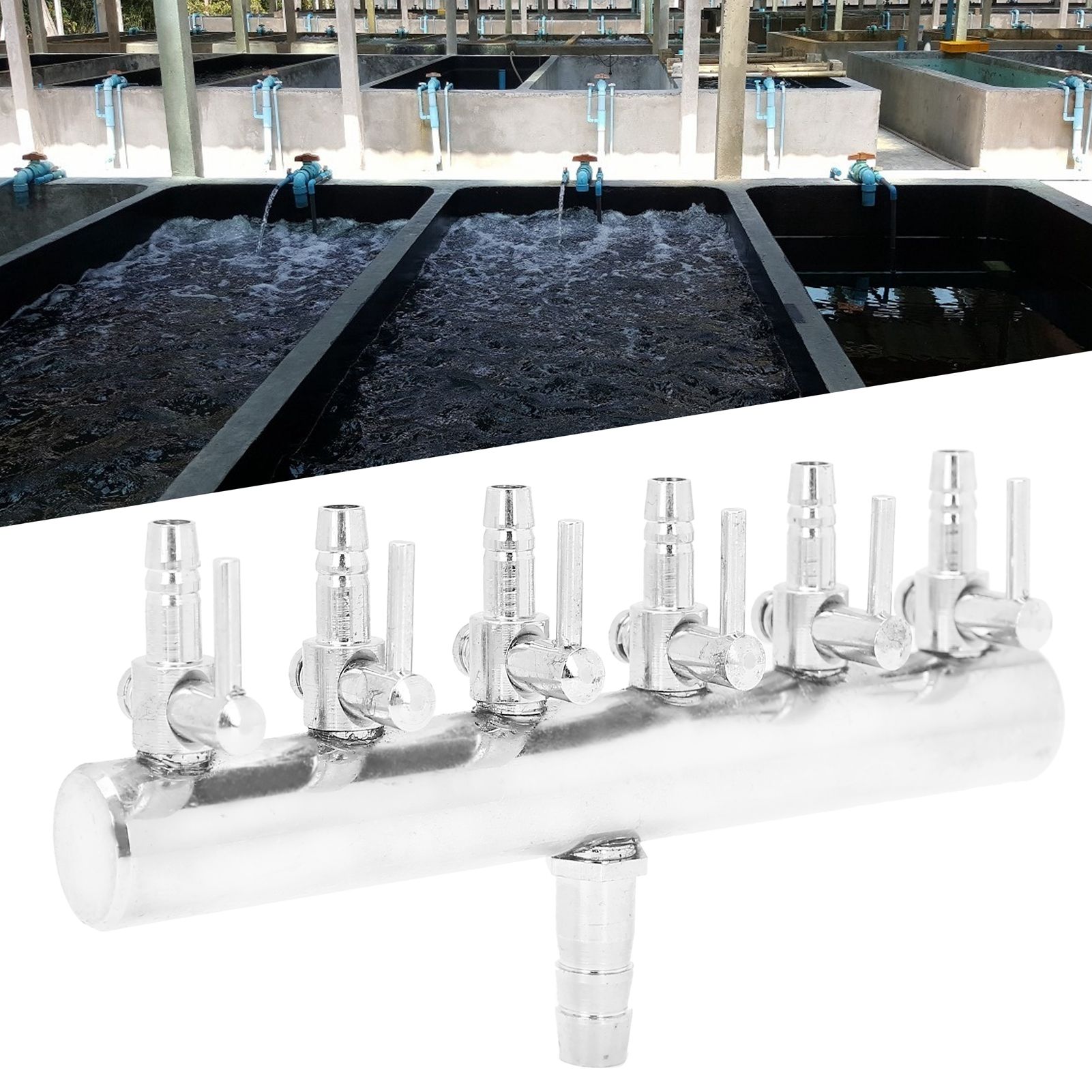 6‑Way Aquarium Air Flow Control Lever Valve Distributor Stainless Steel Fish view 10