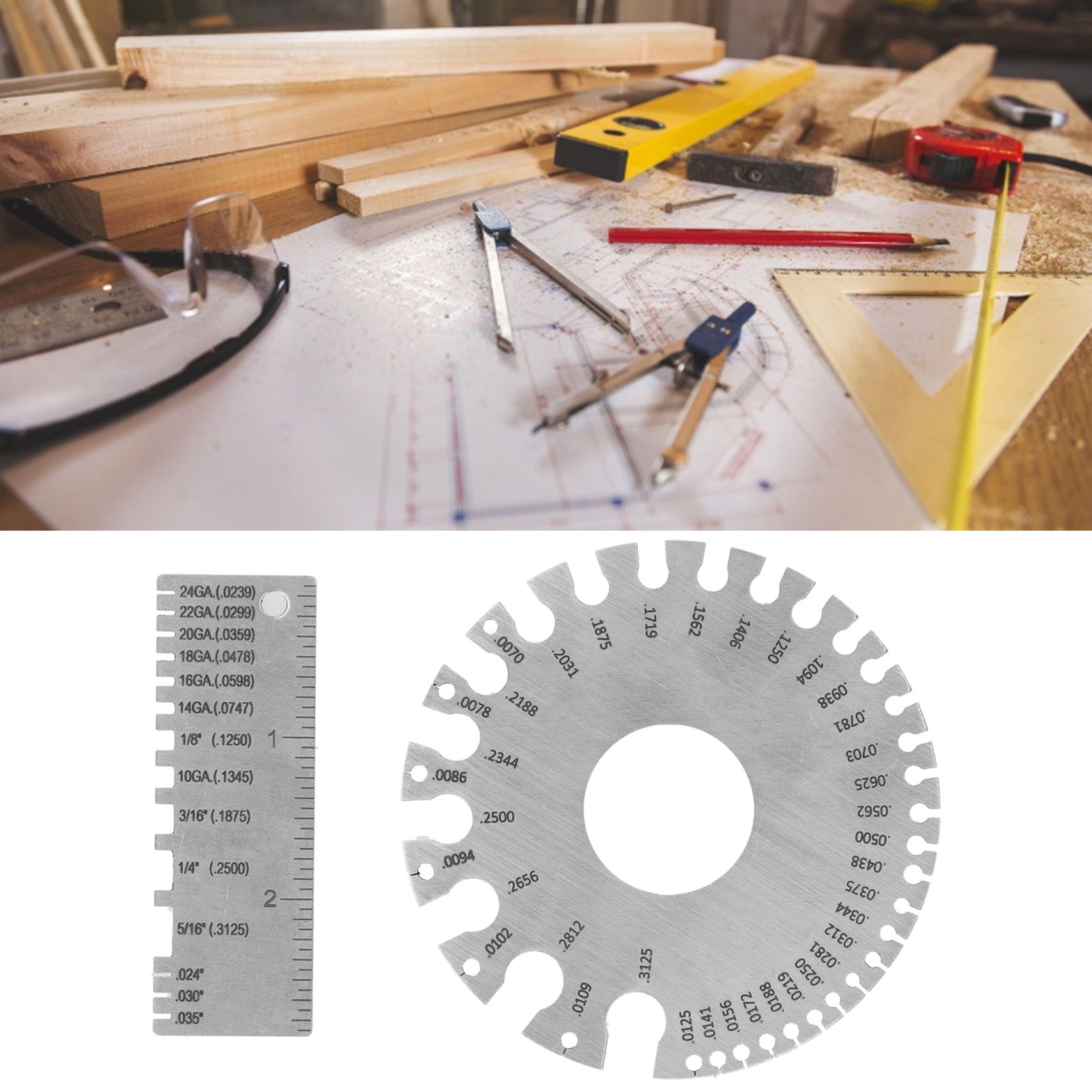 Wire Gauge Measuring Tool Round Stainless Steel Diameter Ruler Gauge view 10