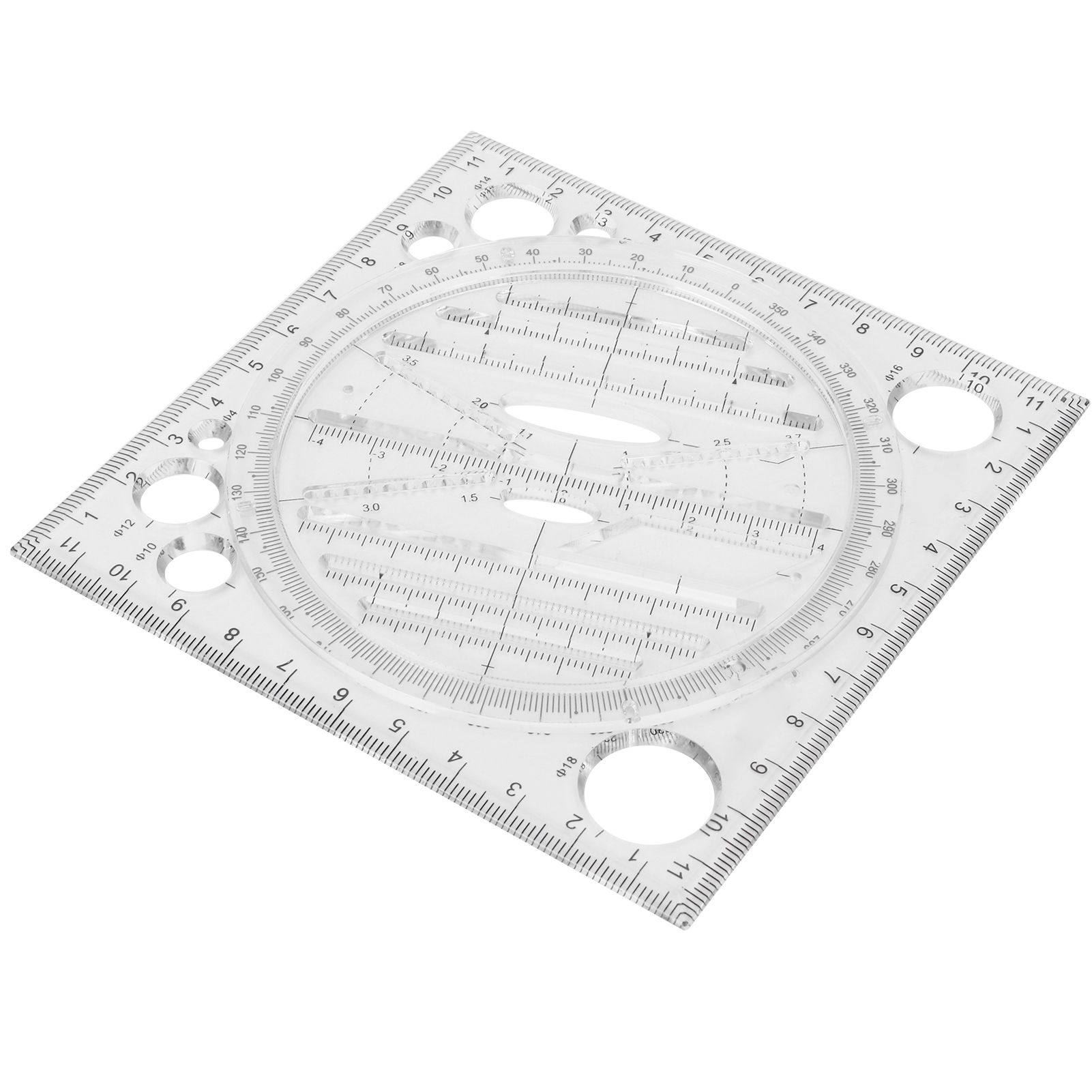 Multi Function Drawing Ruler Acrylic Art Design Woodworking Template Ruler