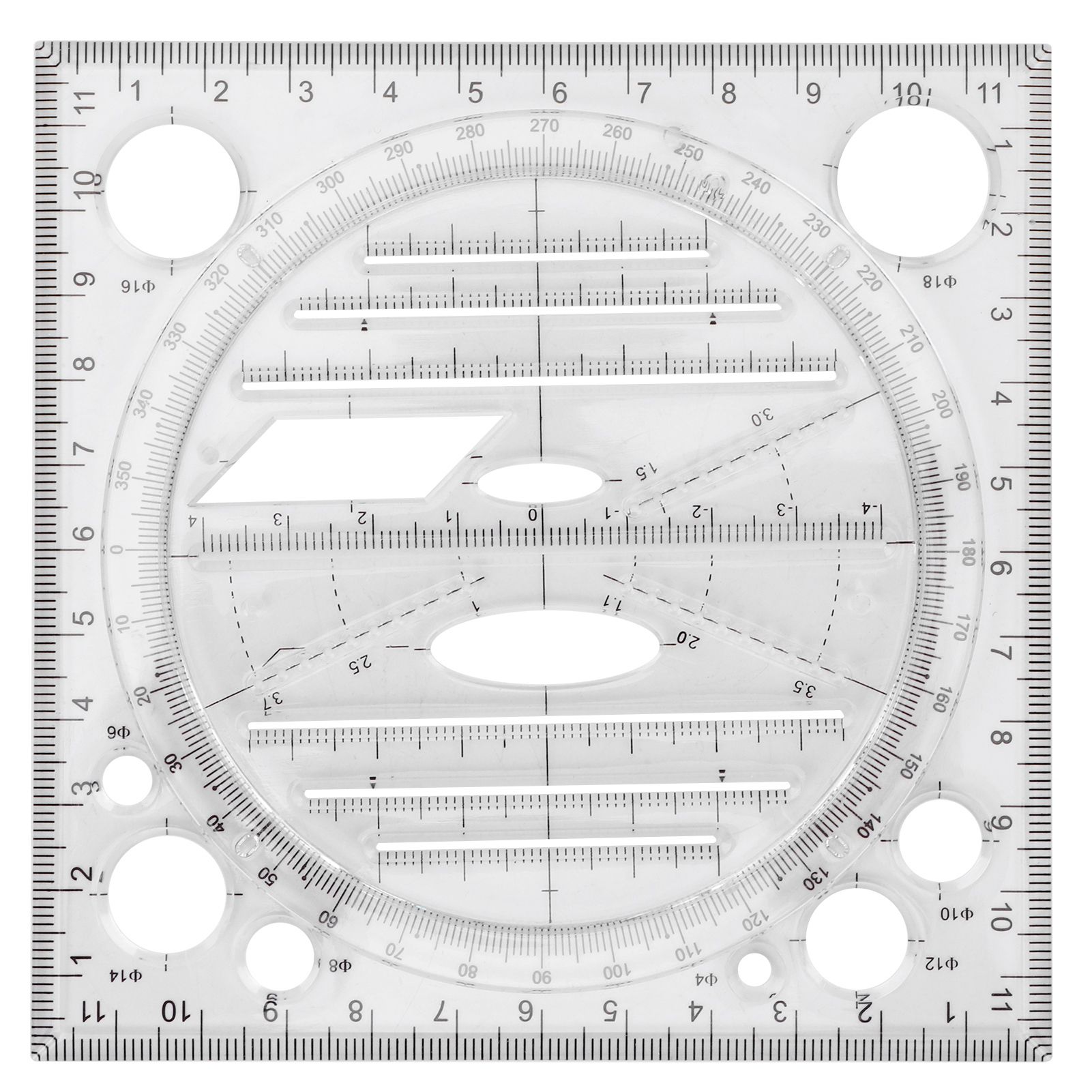 Multi Function Drawing Ruler Acrylic Art Design Woodworking Template Ruler view 2