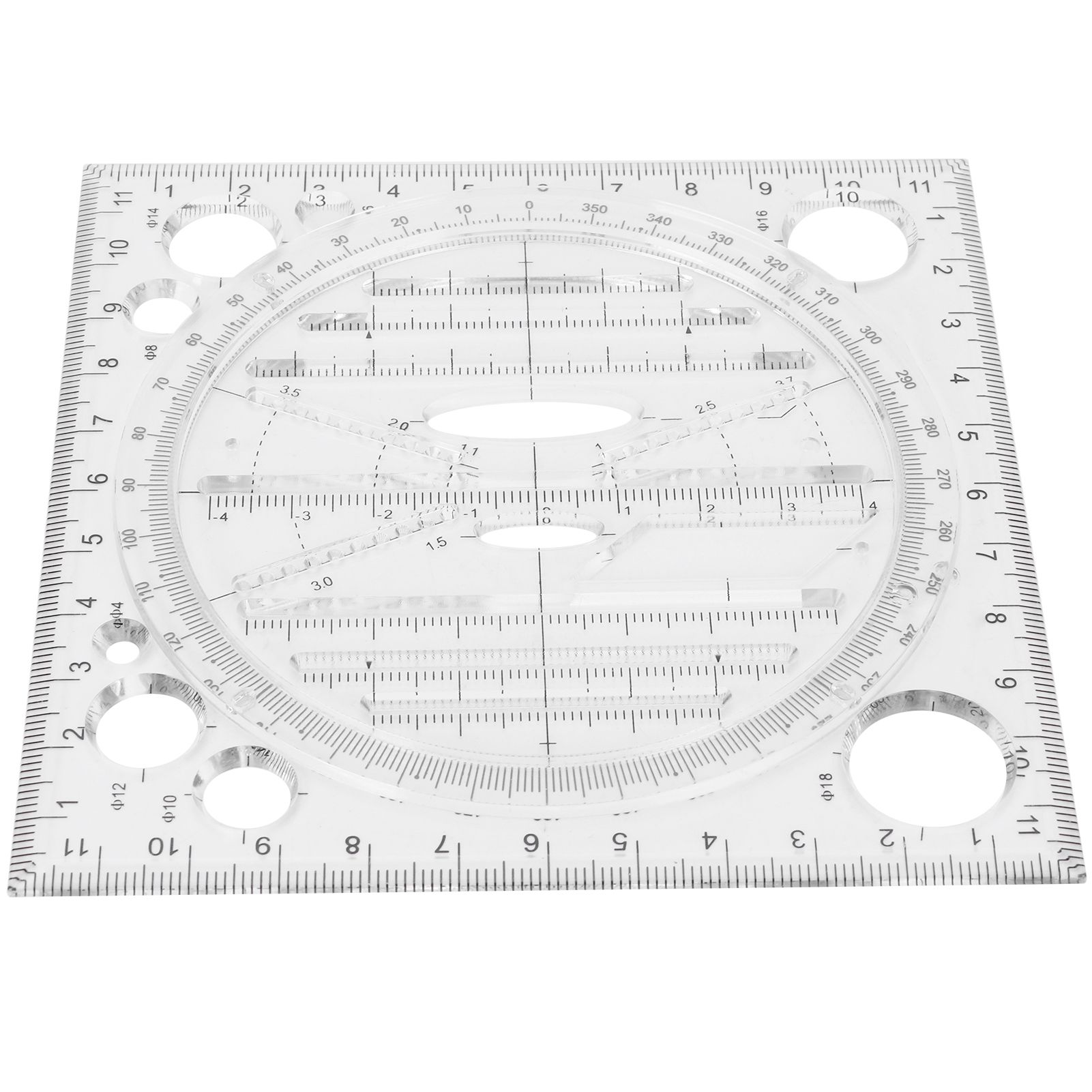 Multi Function Drawing Ruler Acrylic Art Design Woodworking Template Ruler view 3