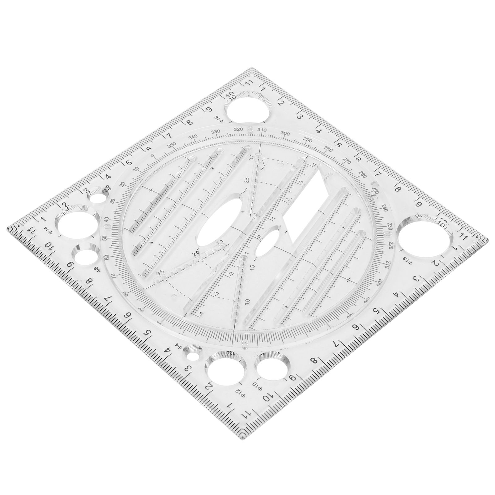 Multi Function Drawing Ruler Acrylic Art Design Woodworking Template Ruler view 4