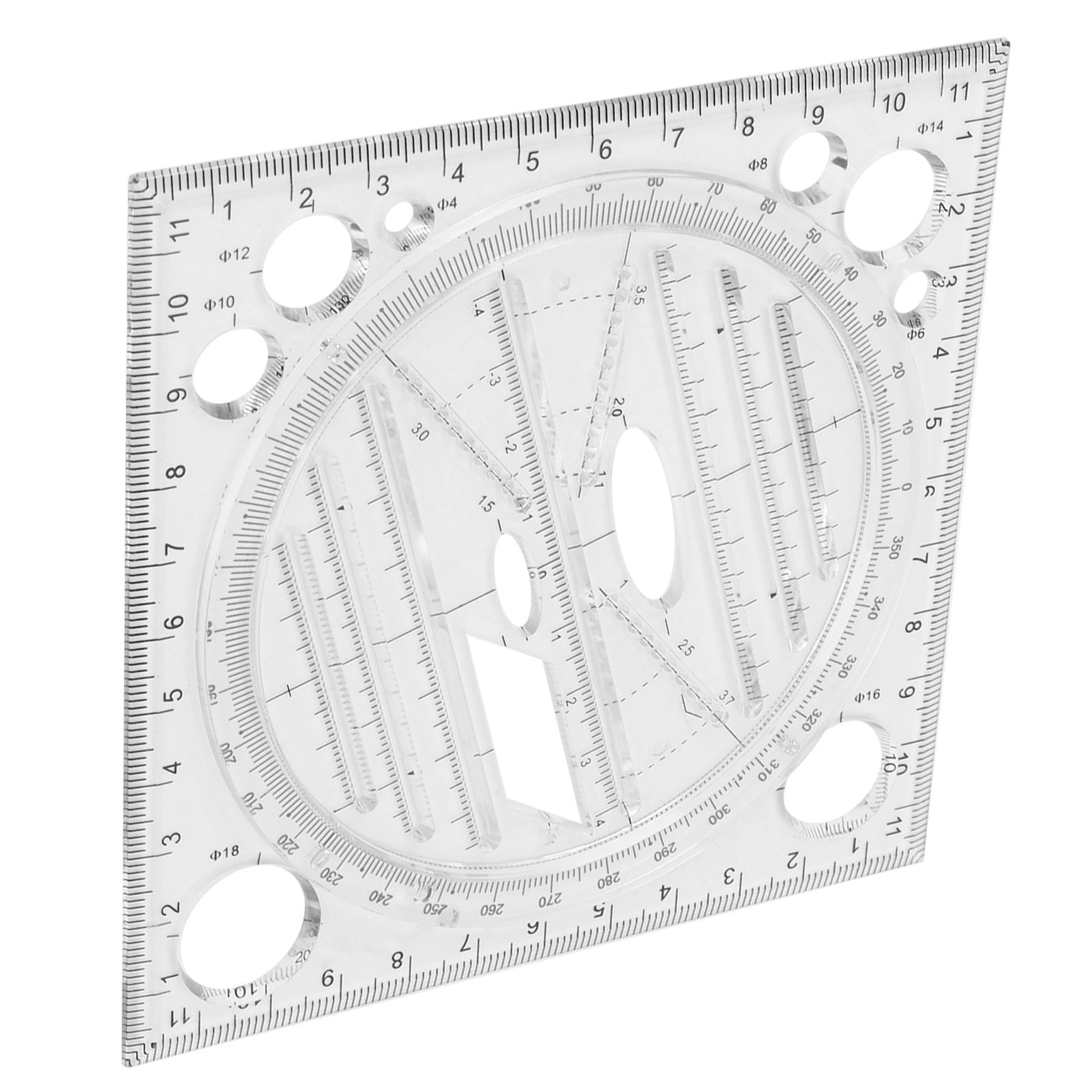 Multi Function Drawing Ruler Acrylic Art Design Woodworking Template Ruler view 6