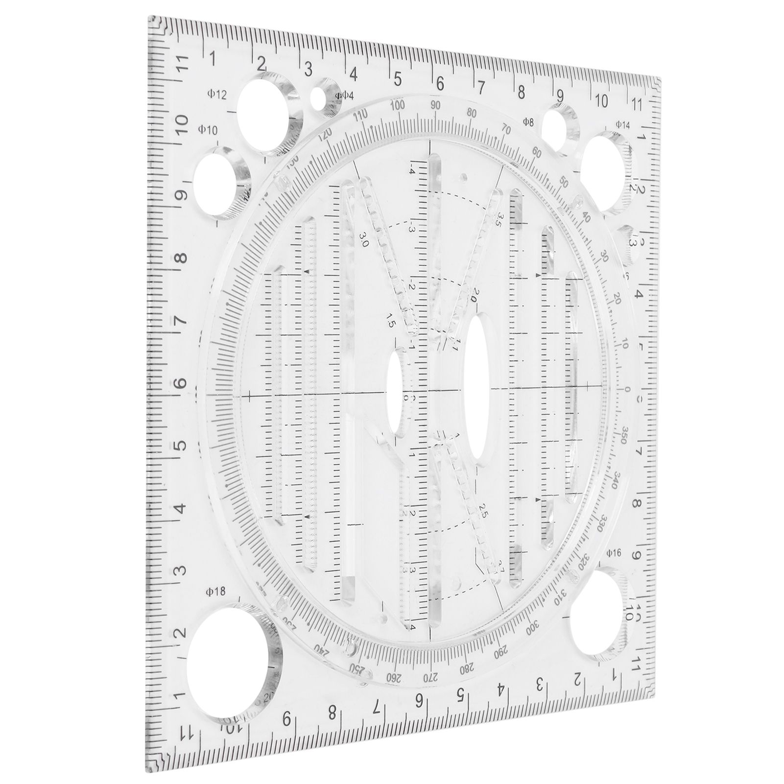 Multi Function Drawing Ruler Acrylic Art Design Woodworking Template Ruler view 7