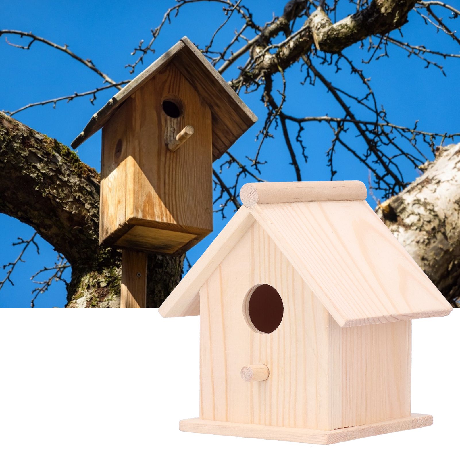 Wooden Bird House Innovative Hanging Birds Nests Cage Outdoor Garden Decor view 10